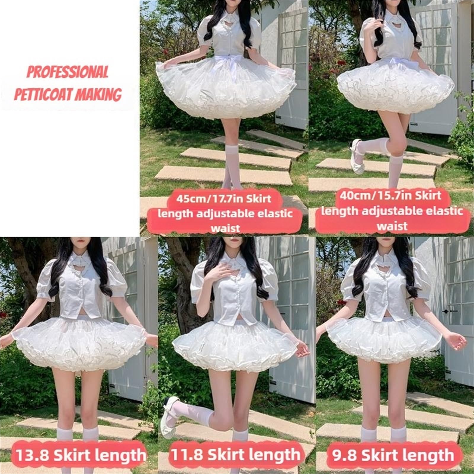 jupon court Sous-jupe Lolita bouffante en Tulle, jupon Tutu for femmes, robe de bal Cosplay Crinoline désossée