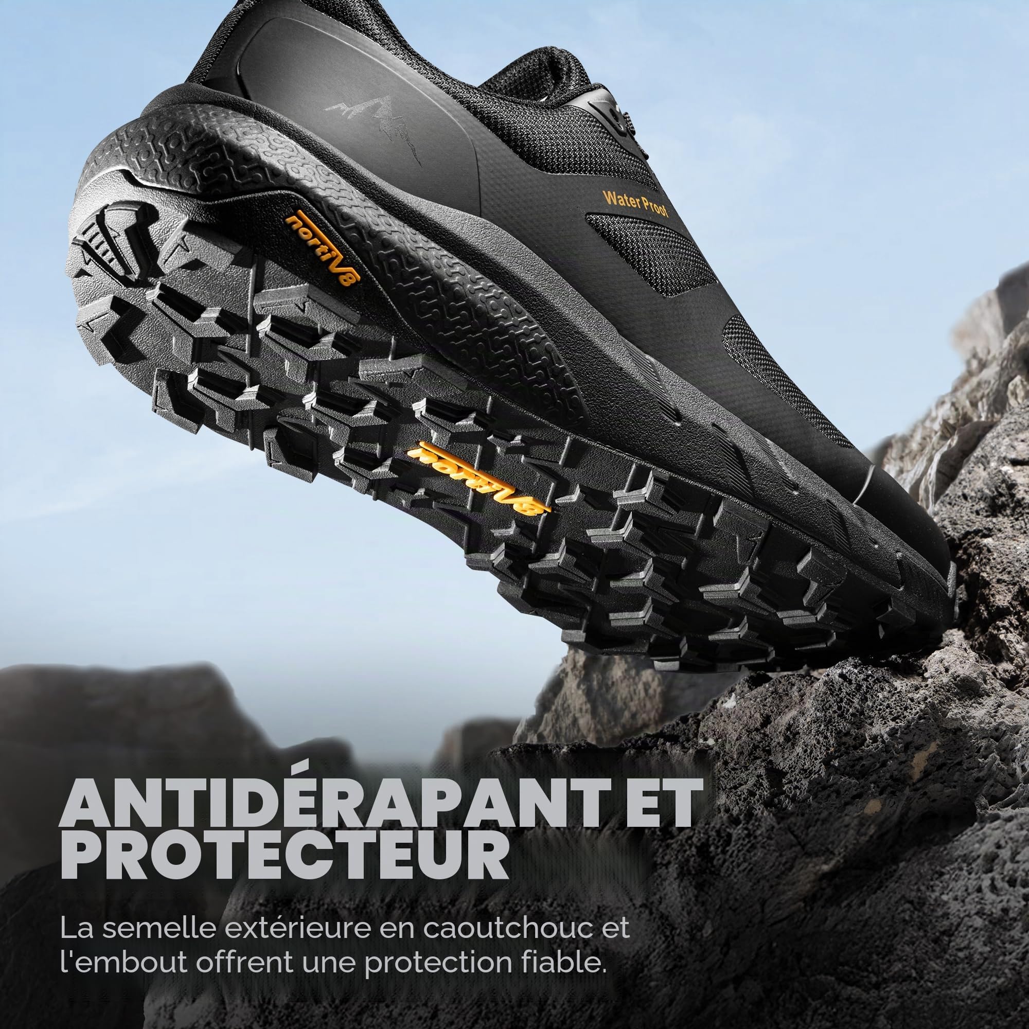 NORTIV 8 Hommes Chaussures de Randonnée Imperméables | Chaussure Marche Pour Baskets Elégantes optimales pour Le Camping Entraînement en Plein air