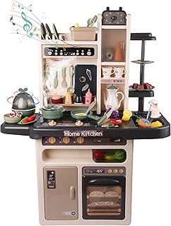 Kitchen Playset Toy with Realistic Lights Sounds, Simulation of Spray, Play Sink with Running Water