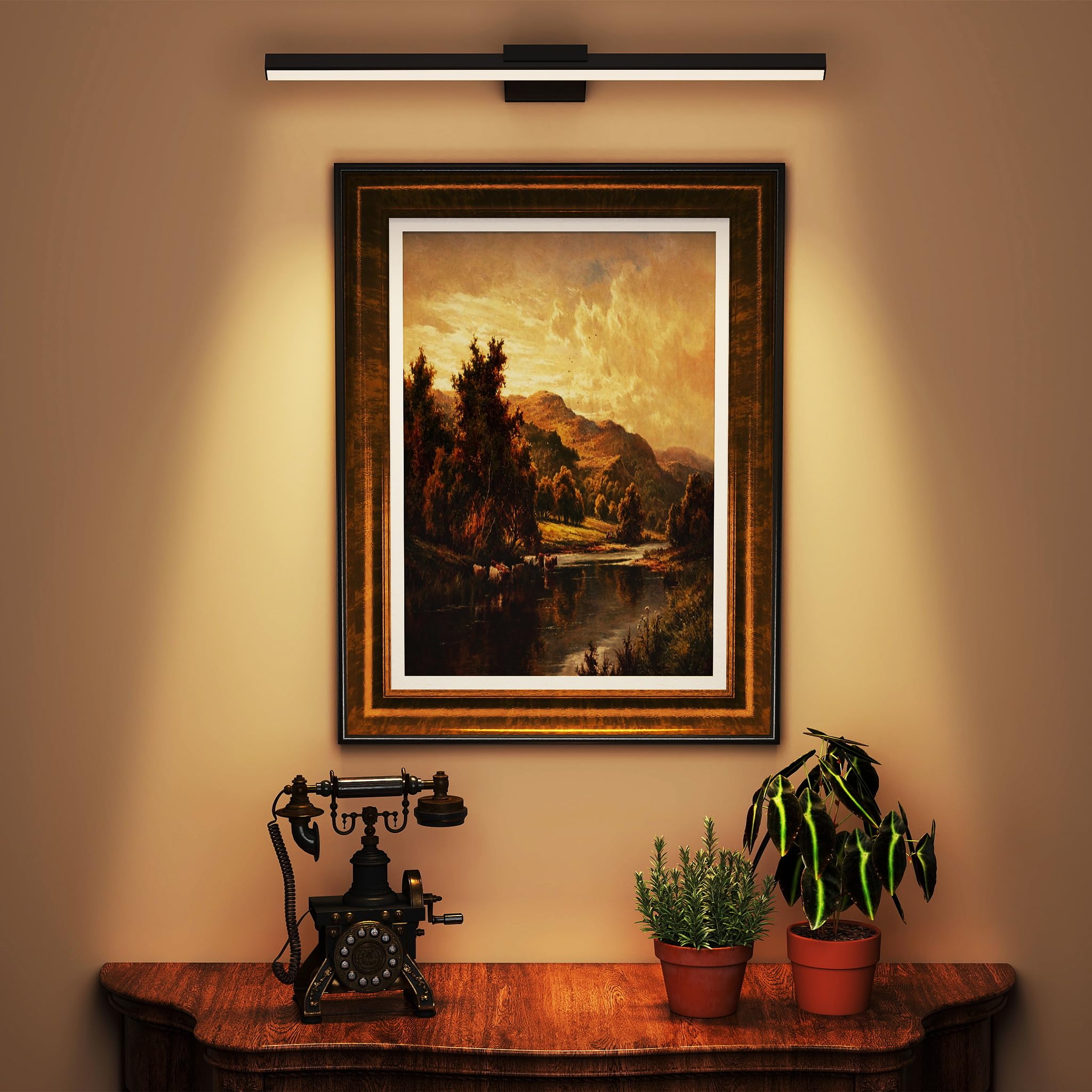 UISEBRT 15W 60cm Spiegellampe Badezimmer, Badlampe Wand, Spiegelleuchte Bad mit 1050LM, Schwarz Badezimmer Lampe Modern IP44 Schrankleuchte für Wandbeleuchtung und Spiegel Beleuchtung, Typ B Warmweiß