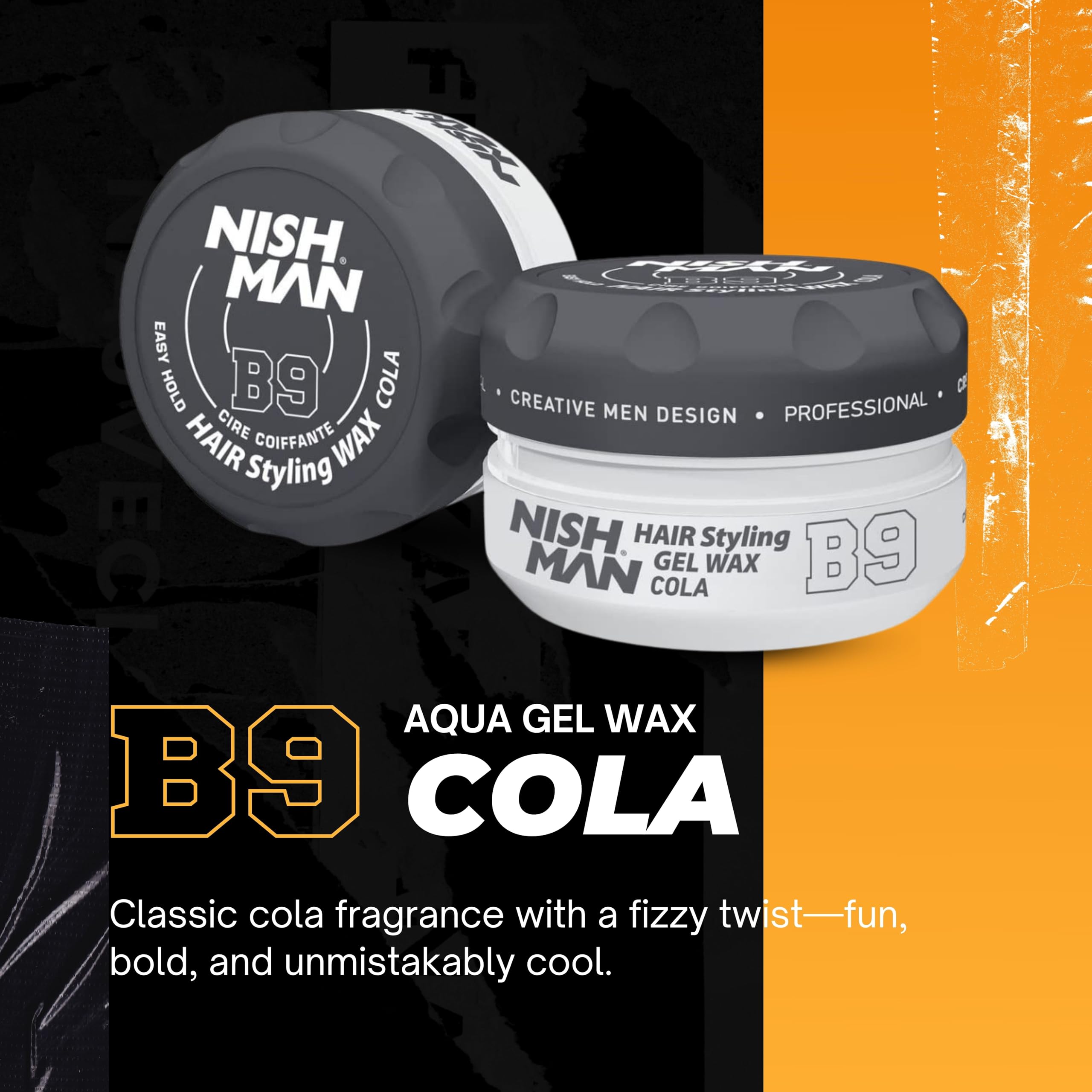 NISHMAN Aqua Gel Wax for Men B9, Cola 150g, Cola Scent, Natural Shine Look, Ultra High Strong Hold - Image 2