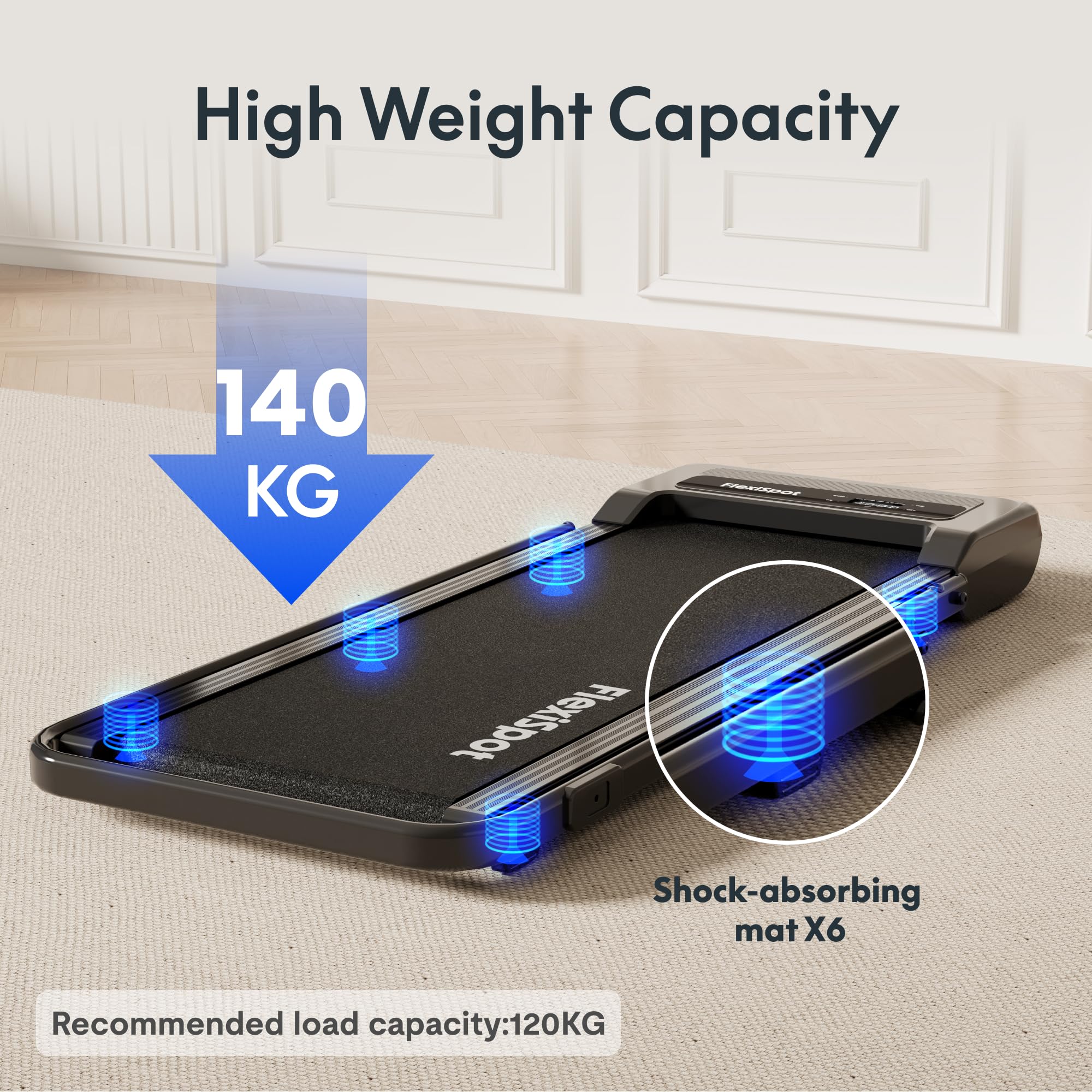 FlexiSpot Laufband Walking Pad für zuhause und Büro, Geräuscharme Laufbänder 4 in 1 Tragbares Laufband mit Fernbedienung und LED Display DynamicX