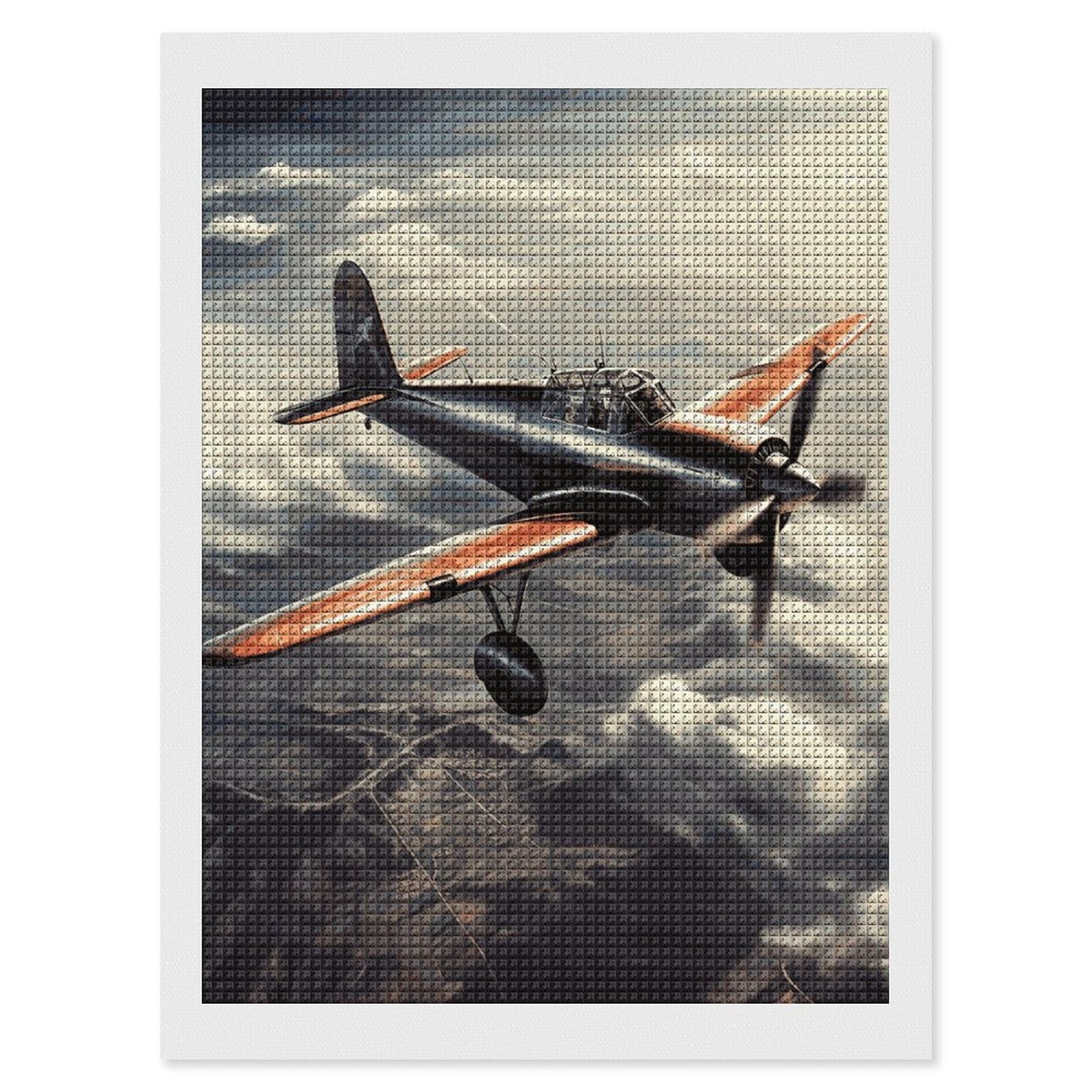 FodPand Retro Airplane 5D Diamond Painting Kits for Adults Beginners Full Drill Square Diamond Dots Pictures Gem Art Supplies for Home Wall Room Decoration DIY Craft Set Gift 12x16