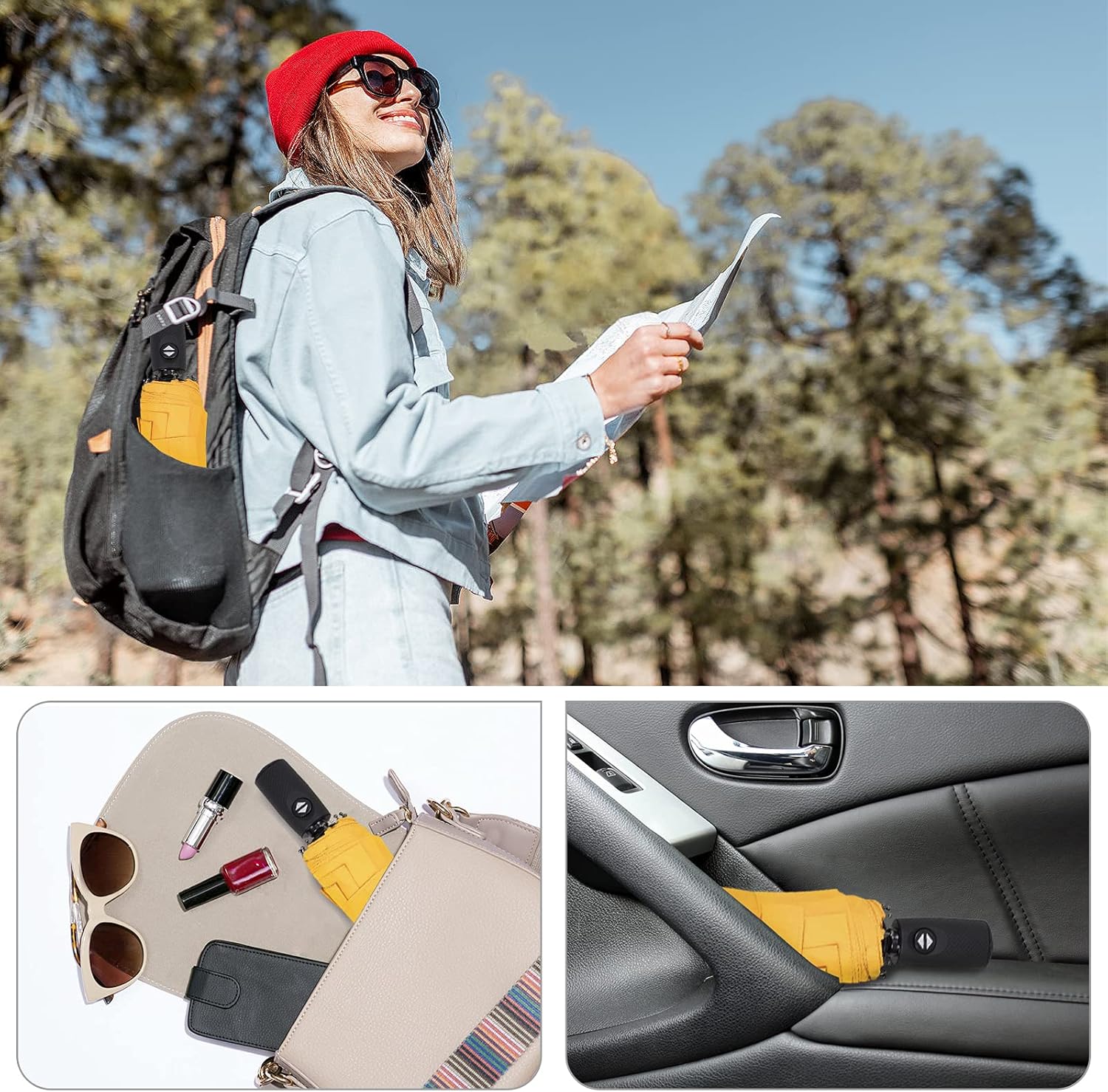 ZOMAKE Folding Umbrella for Rain, Automatic Compact Umbrella Waterproof Windproof, Portable Parapluie 45 Inch Solide 10 Ribs(Yellow) - Image 5