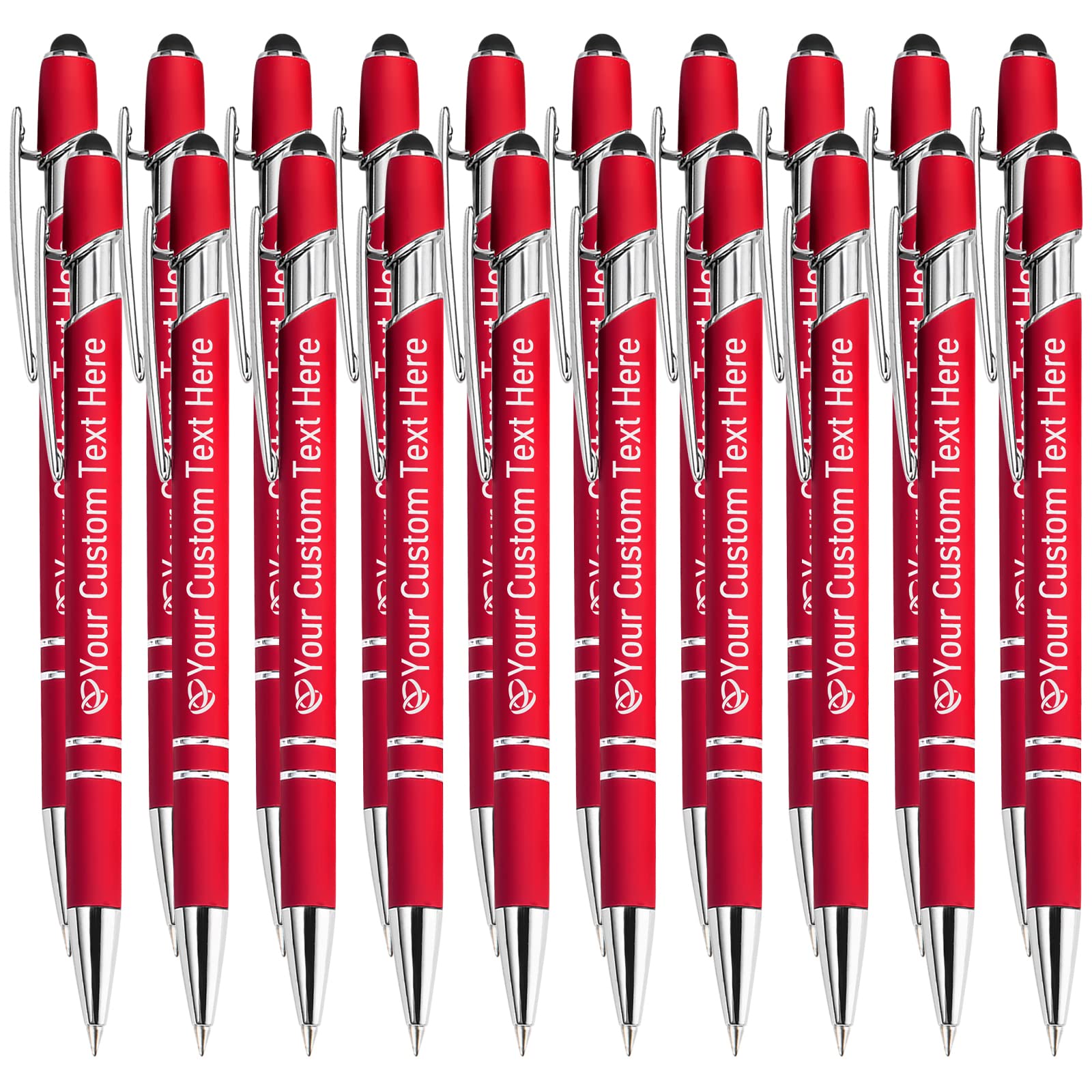 STREADVE Personalised Custom Pens with Name Engraved Logo Text Pen, Pack of 20 Customised Smooth Writing Pens Personalization Gift for Men Women Wedding Office Business Promotion, Red