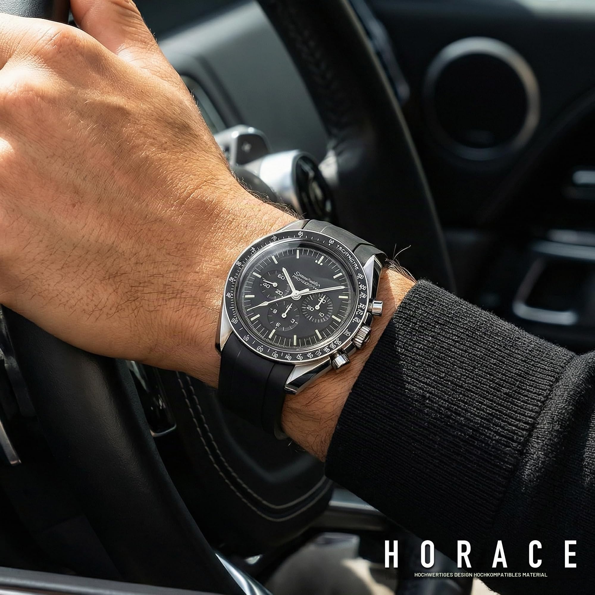HORACE FKM Premium Uhrenarmband 20mm Gummi - Weich, Wasserdicht & Langlebig - Kompatibel mit Omega Speedmaster Professional 42mm
