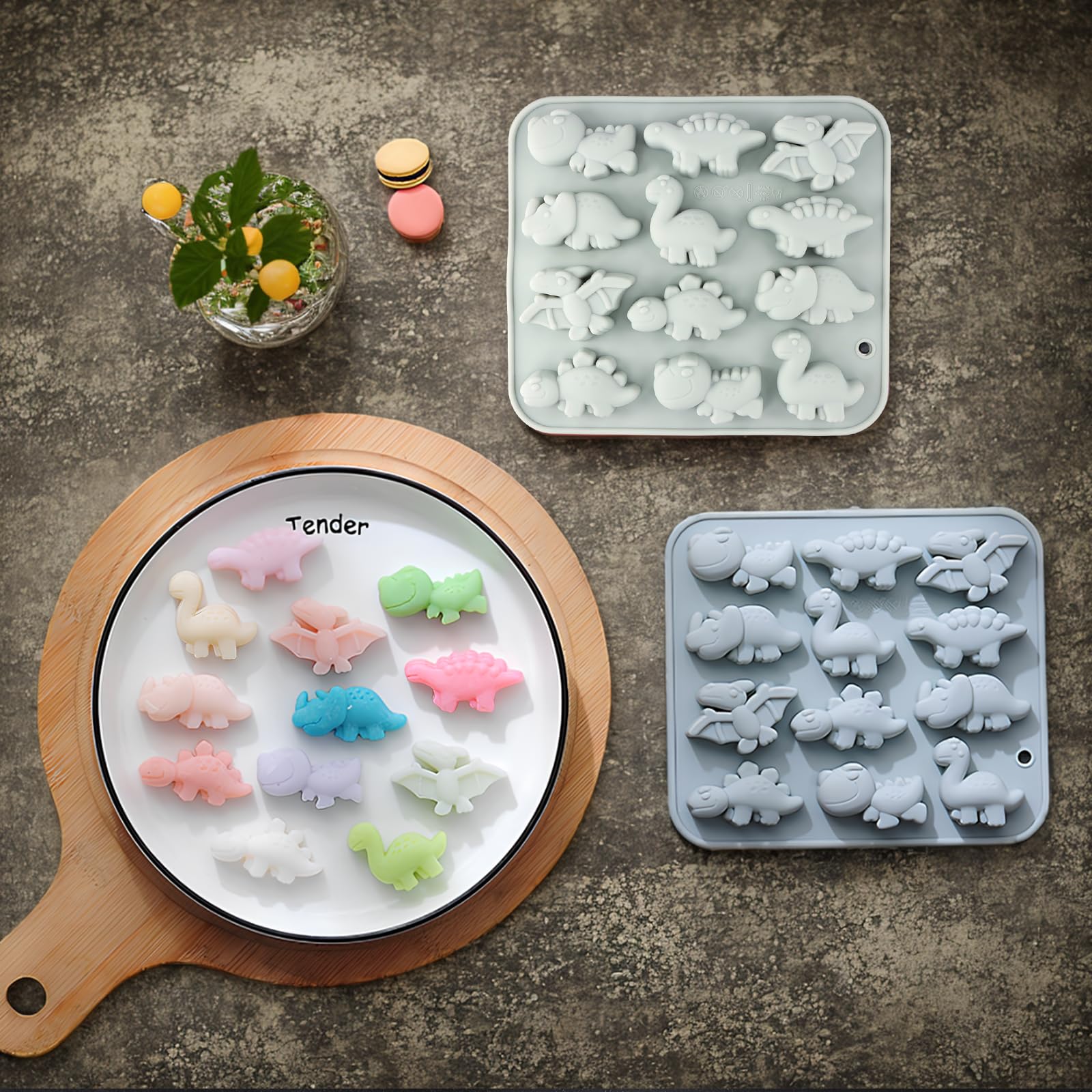 Moldes De Pastel De Dinosaurio Para Hornear Formas, Moldes De Jabón Reutilizables De Silicona Fabri Er
