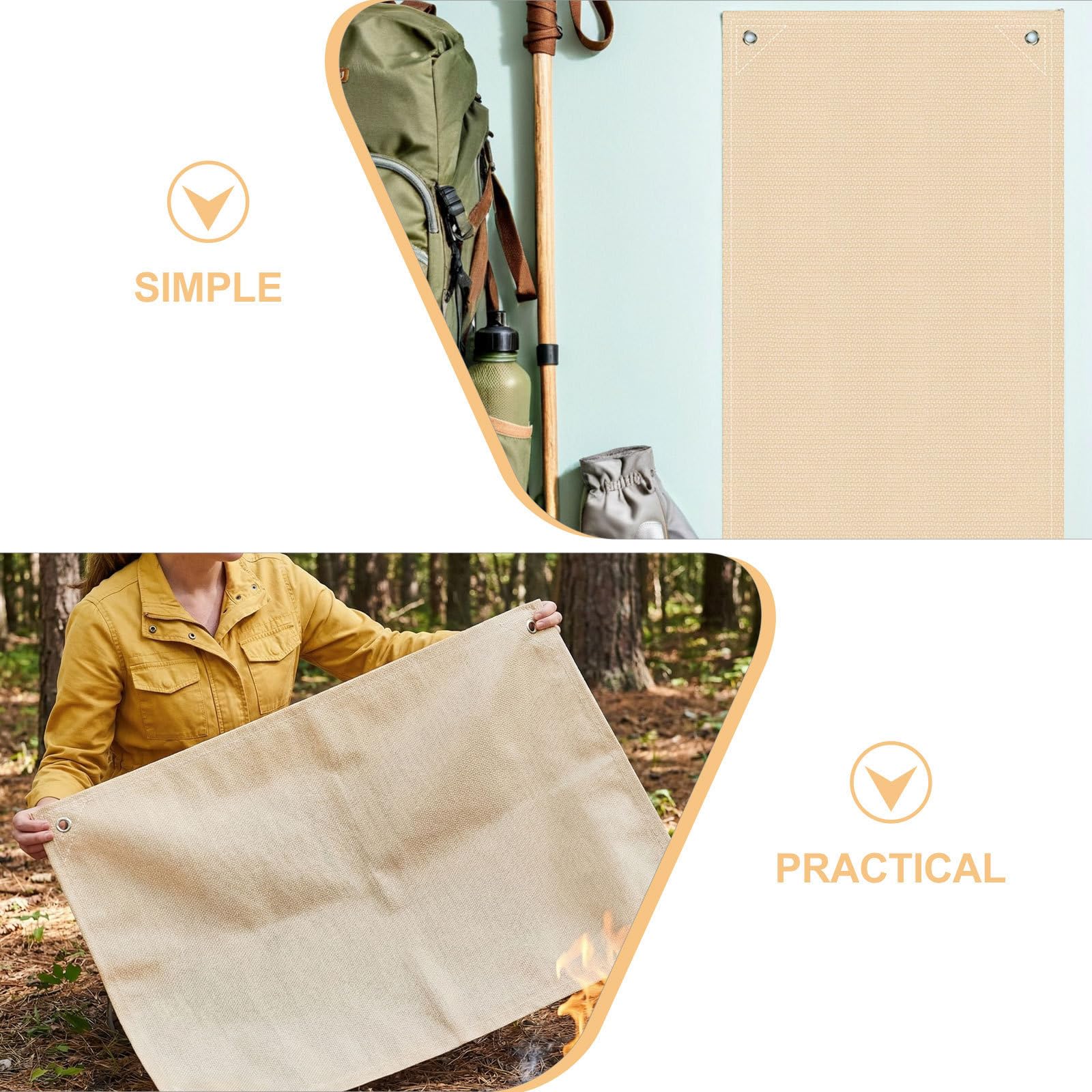 INOOMP Manta de Camping Ignífuga de Fibra de Vidrio 2 Pcs, Tapete Portátil Resistente al Calor para Barbacoa y Chimenea en Eventos al Aire Libre