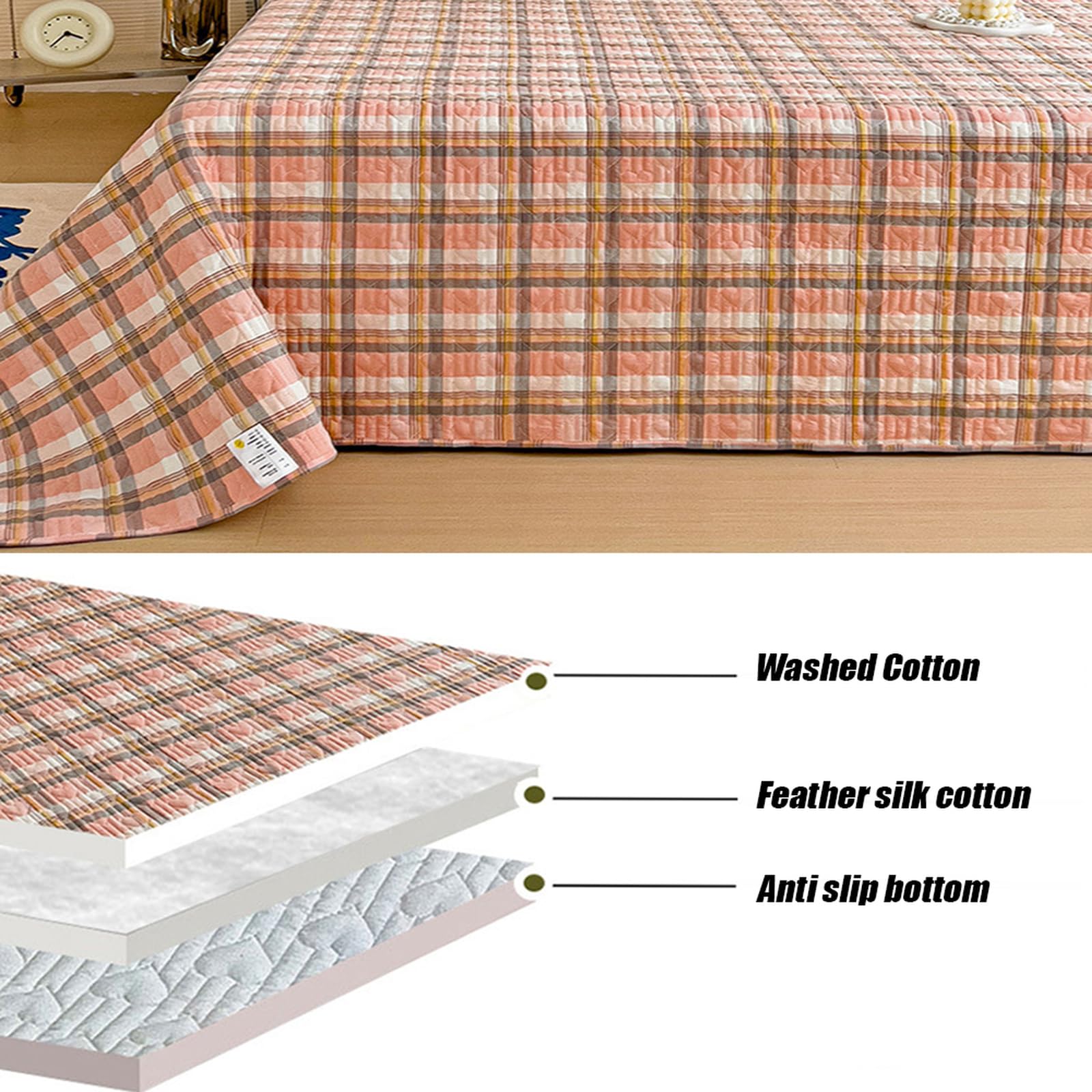 Tagesdecke 200 x 225 cm mit Kissenbezug Extra weiche Baumwolldecke Baumwolldecke als -Überwurf, Couch-Überwurf, Sofa-Decke