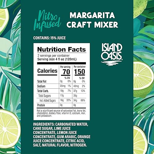 Miniatura 2 de Island Oasis - Mezclador artesanal de Margarita infundido con Nitro, 8.4 fl oz, paquete de 4, Mocktail de sabor natural y mezclador sin alcohol
