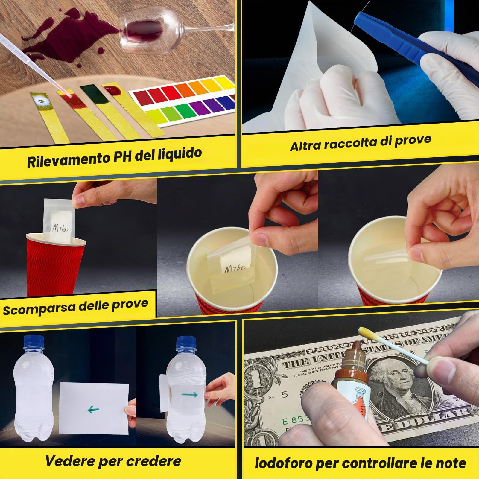 UNGLINGA Set di giocattoli da detective, esperimenti e impronte digitali, gioco di ruolo, occhiali da spionaggio, regalo di compleanno