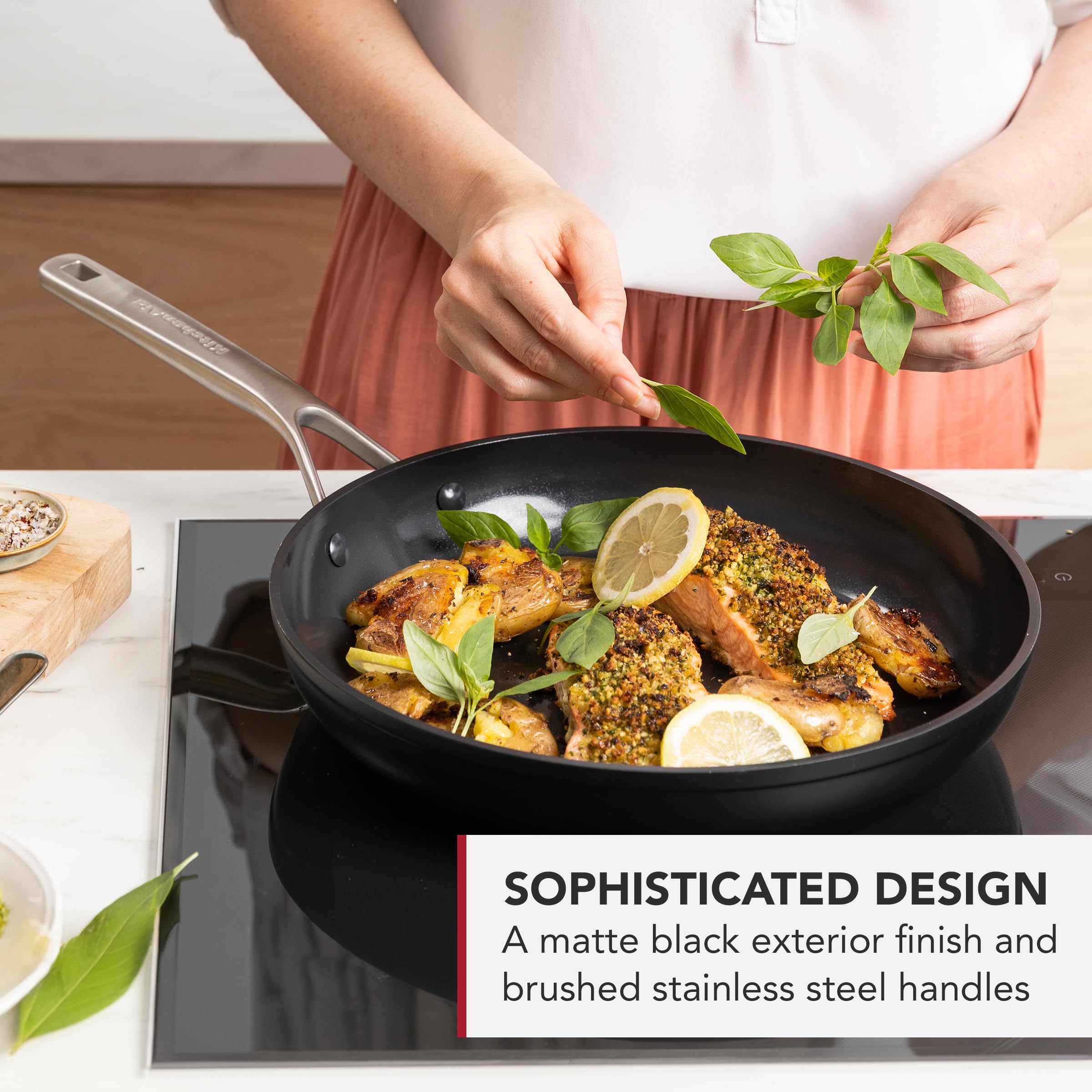 Kitchenaid Bratpfannen-Set - Classic Forged Aluminium - Induktionsgeeignet, PFAS-freie keramische Antihaftbeschichtung - 20/24/28 cm - Ofen und spülmaschinenfest - Schwarz