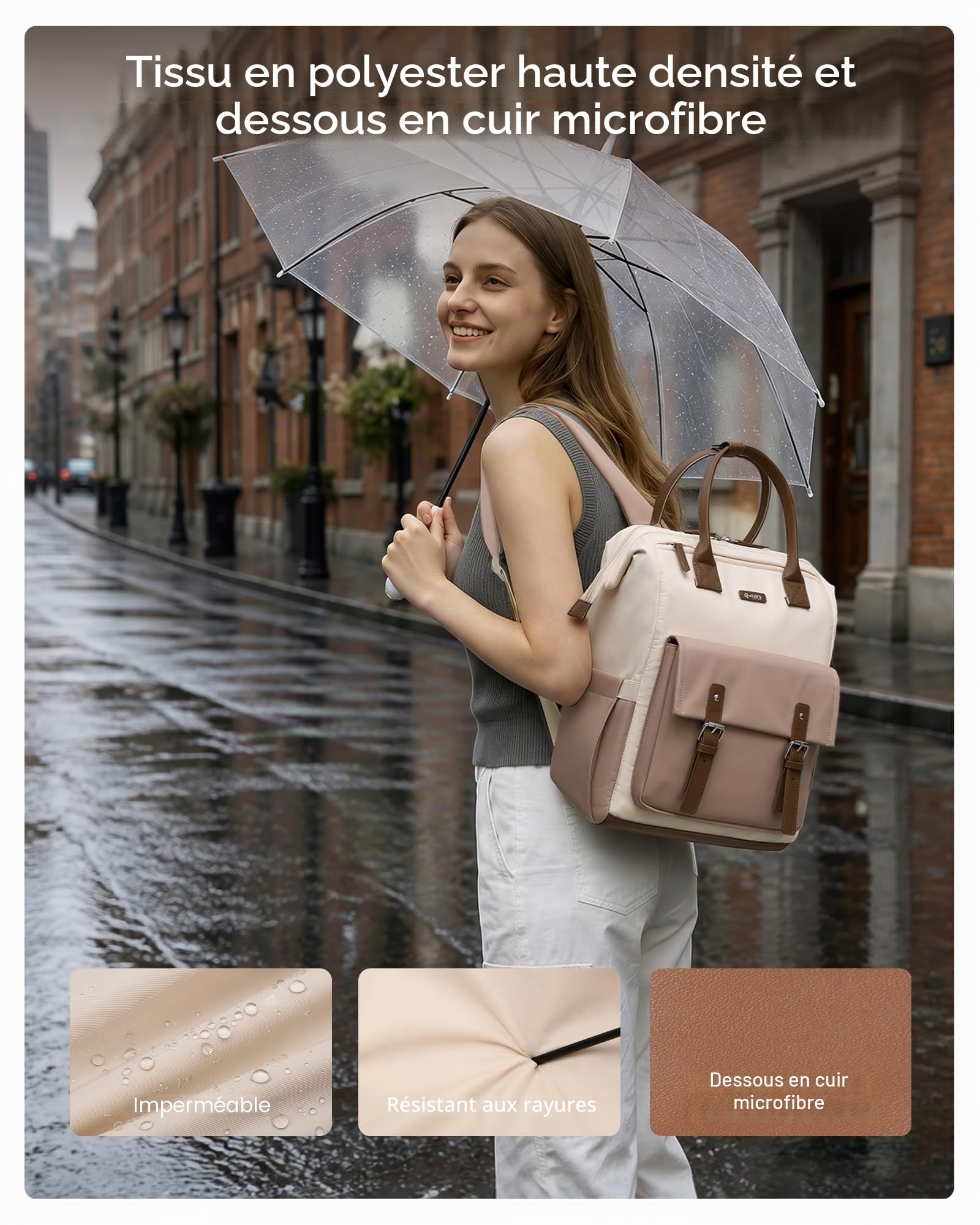 COOLIFE Sac à Dos Femme, 15.6 Inch Sac à Dos Ordinateur, Sacs à Dos Loisir | Sac de Travail Femme pour Université et Travail, Sac à Dos de Voyage avec Compartiment pour Ordinateur Portable (Kaki)