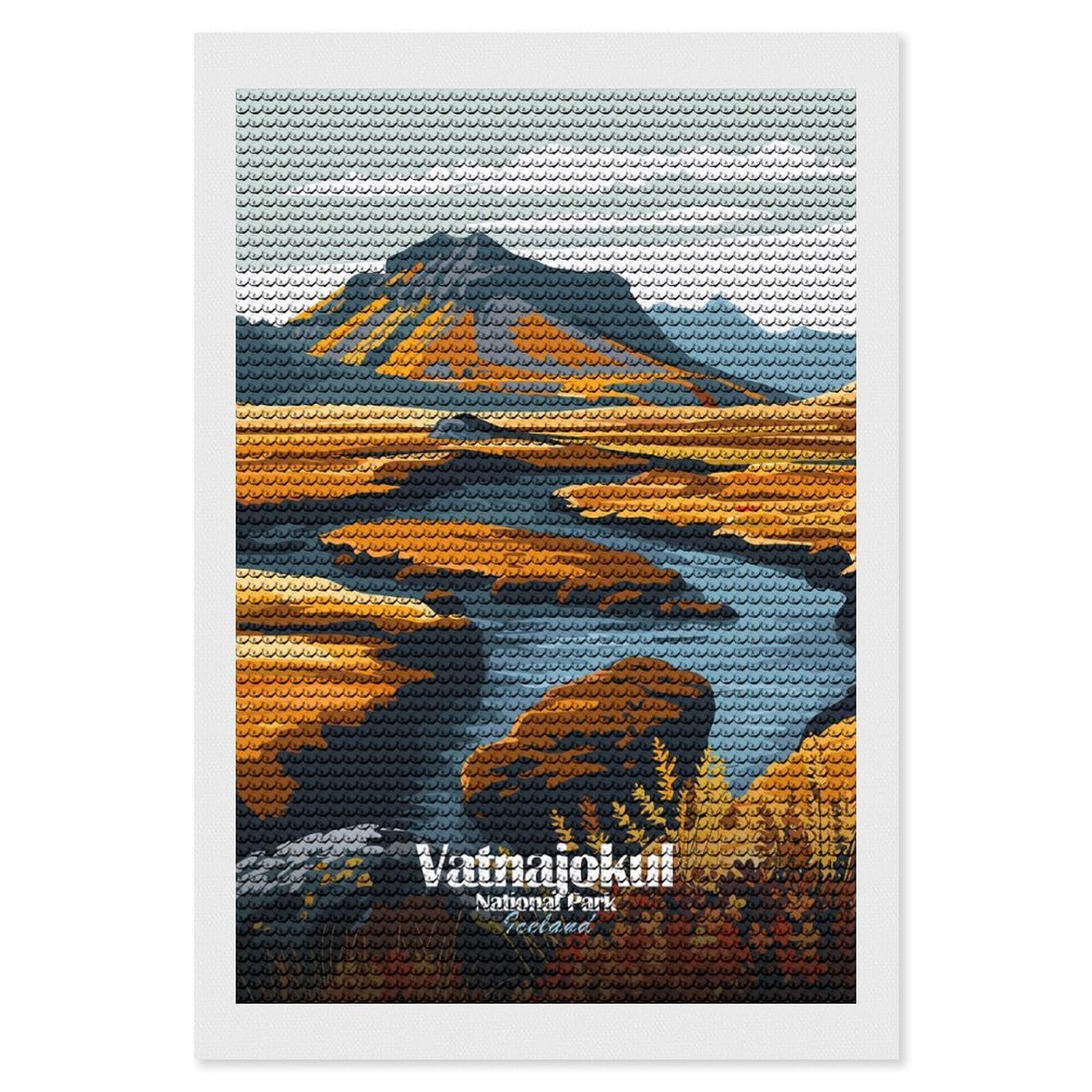 Junmoney Vatnajokull National Park Iceland Landscape Diamond Painting Kit 8"x12", Thoughtful Handmade Gift, for Creative Relaxation, Printed Canvas, Cosy Home Accent