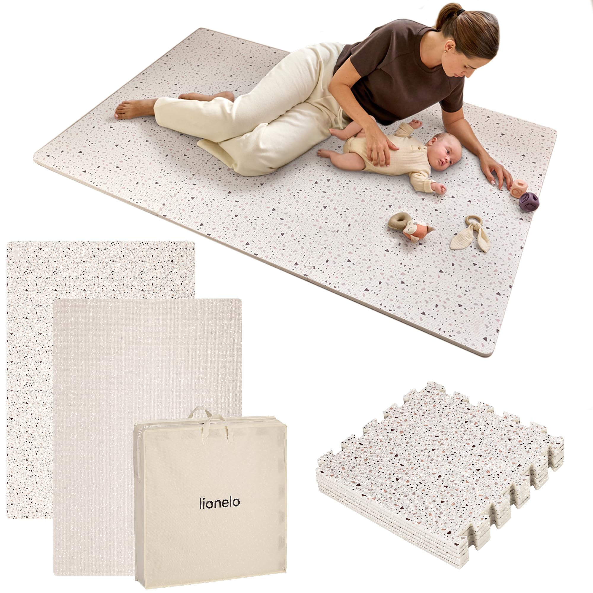 Lionelo YOKA Alfombra niños Puzzle de 6 Piezas para Gatear Doble Cara No tóxica Inodora Antideslizante Fácil de Limpiar 173 x 116 x 1,5 cm