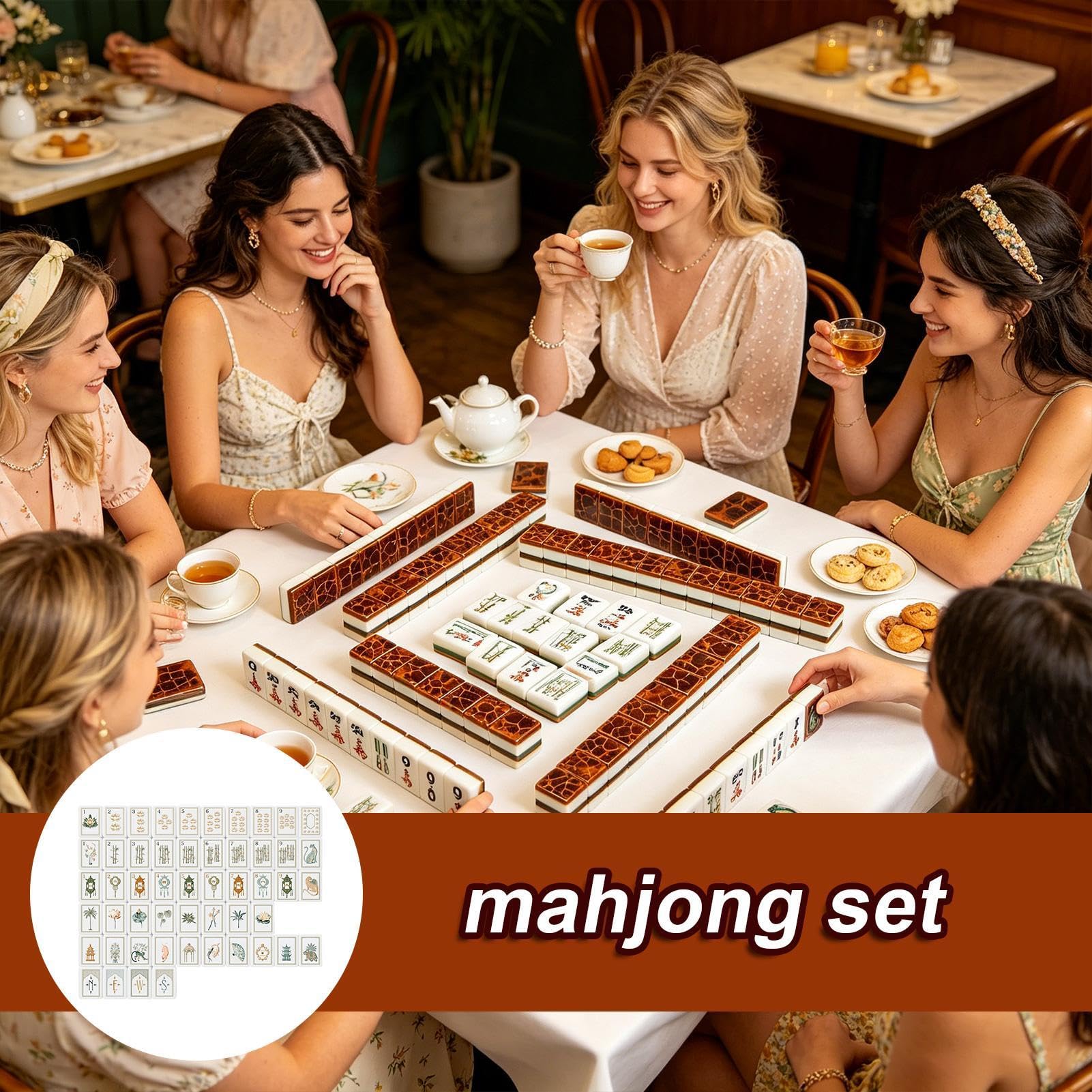Set di Tiles per Mahjong 160 Pezzi Americano in Acrilico con | Set Americano a Strati Per Casa Viaggi Piscina Feste Adulti Principianti e Giocatori Esperti
