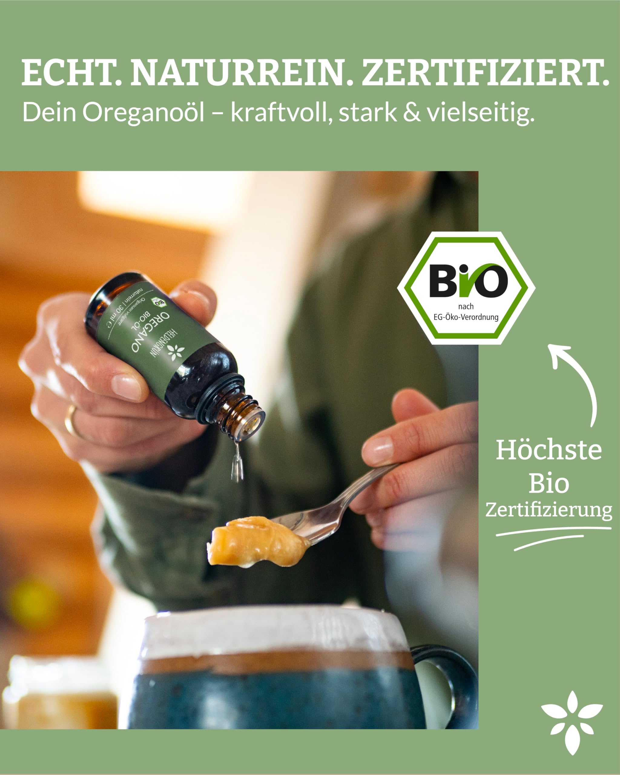 Heldengrün® BIO Oregano Öl [HOCHDOSIERT] zum Einnehmen 2x50 ml