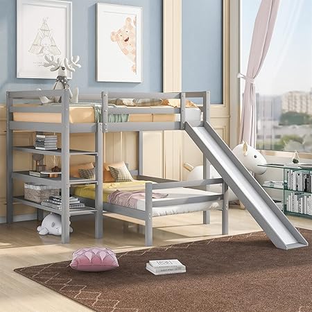 full size loft bed with slide
