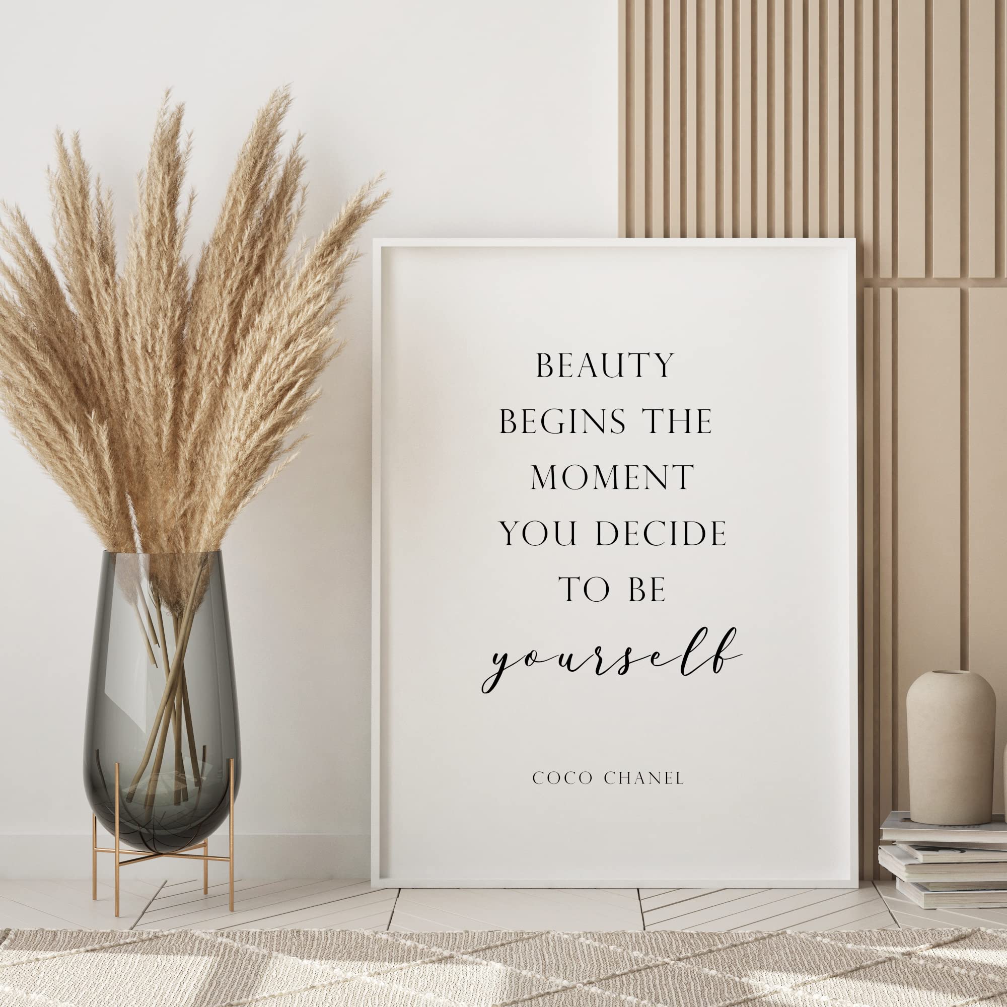 Coco Chanel Quote | Inspirational Print | Beauty begins the moment you decide to be yourself | Positive Wall Art | Poster Gift | UNFRAMED