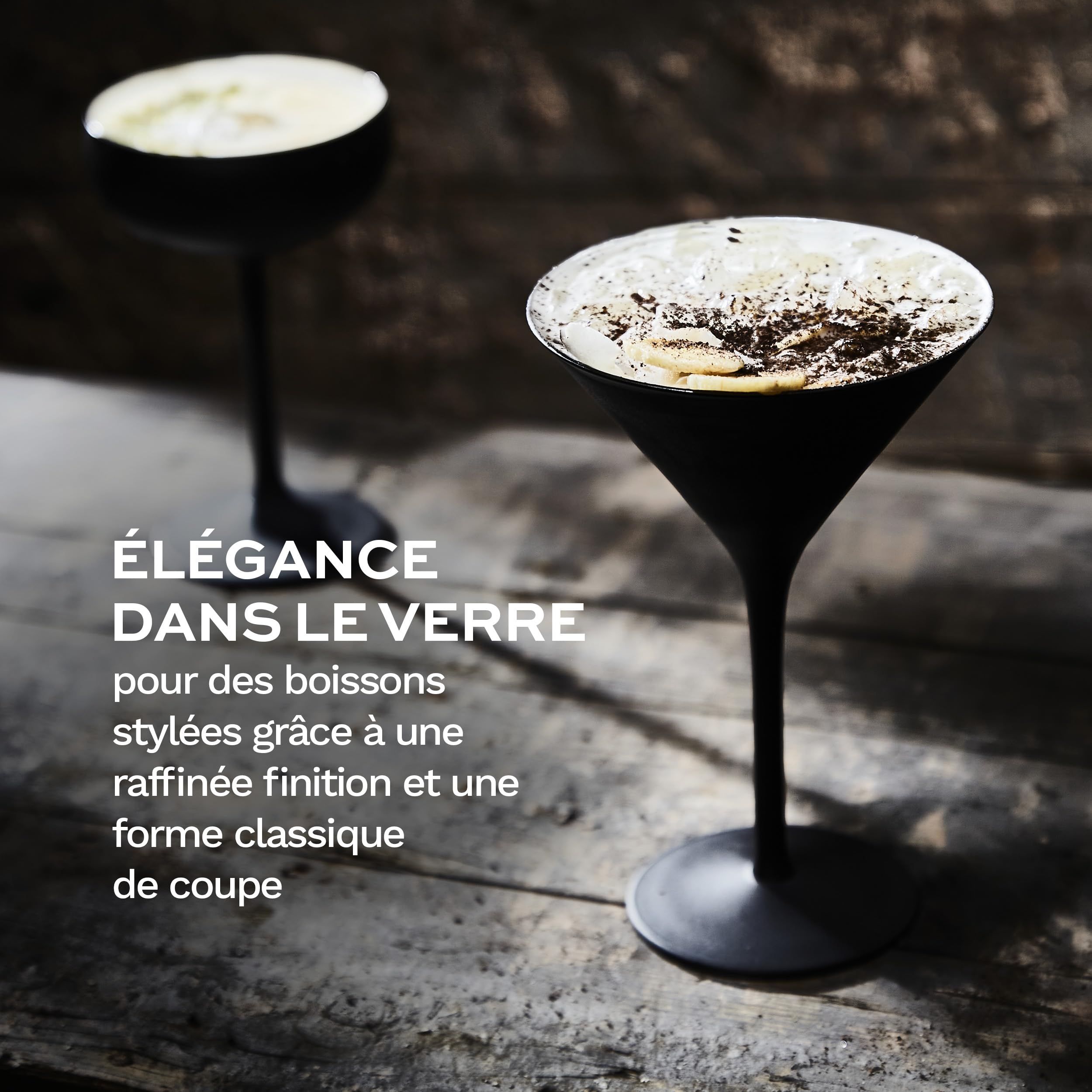 Stölzle Lausitz Verres à Cocktail Elements Noir/Bronze Lot de 6 – 240 ml Verres à Martini en Cristal Élégants et Durables – Résistants au Lave-Vaisselle & aux Chocs – Qualité Allemande
