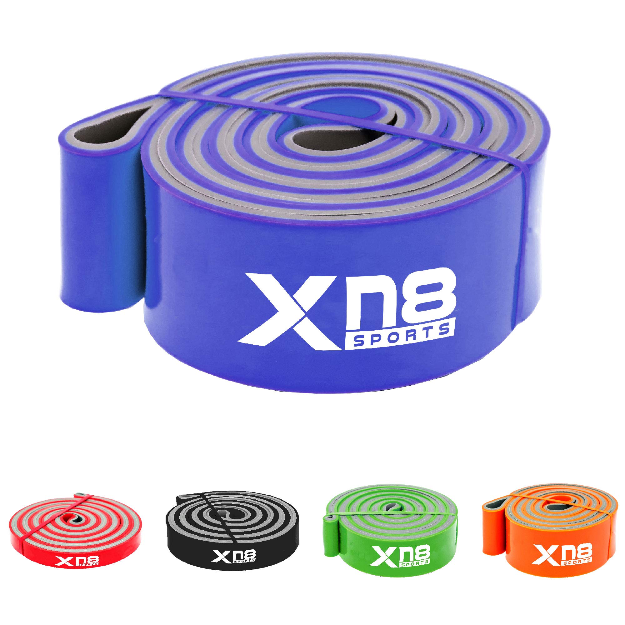 Xn8 Sports Resistance Band, Dual Layered Pull Up Band, Exercise Workout Bands For Fitness, Yoga, Powerlifting, Mobility Exercise, Men & Women Resistance Bands, Blue-Light