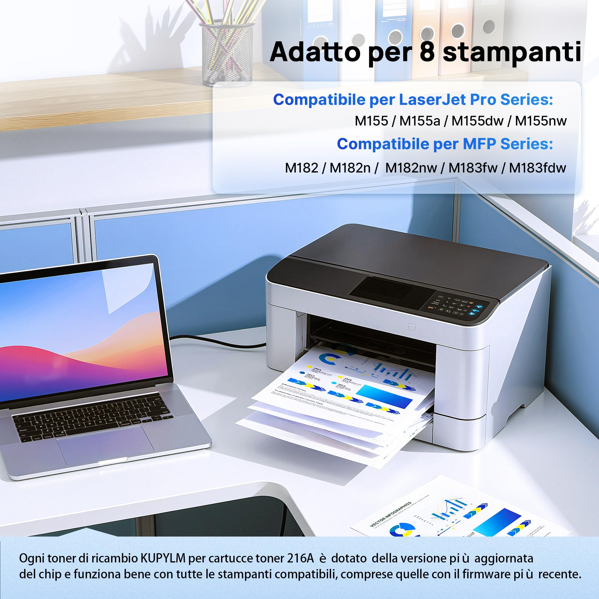 KUPYLM 216A W2410A Toner Con Chip Compatibile per HP W2410A 216A (4-Pack)