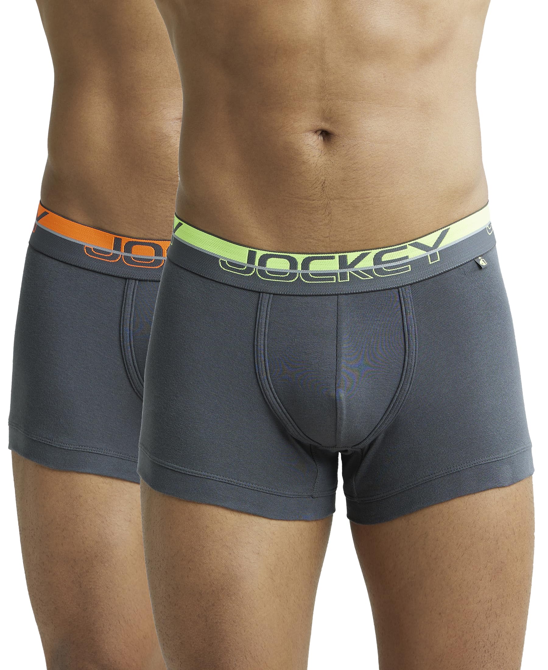 FP03 Men's Super Combed Cotton Rib Solid Trunk with Ultrasoft Waistband (Pack of 2)_Asphalt_XL-image-1