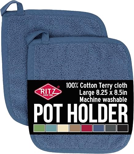 Miniatura 25 de RITZ Agarraderas para ollas y salvamanteles de rizo: Resistente al calor sin igual, duradero 100% algodón – Diseñado ergonómicamente para un agarre