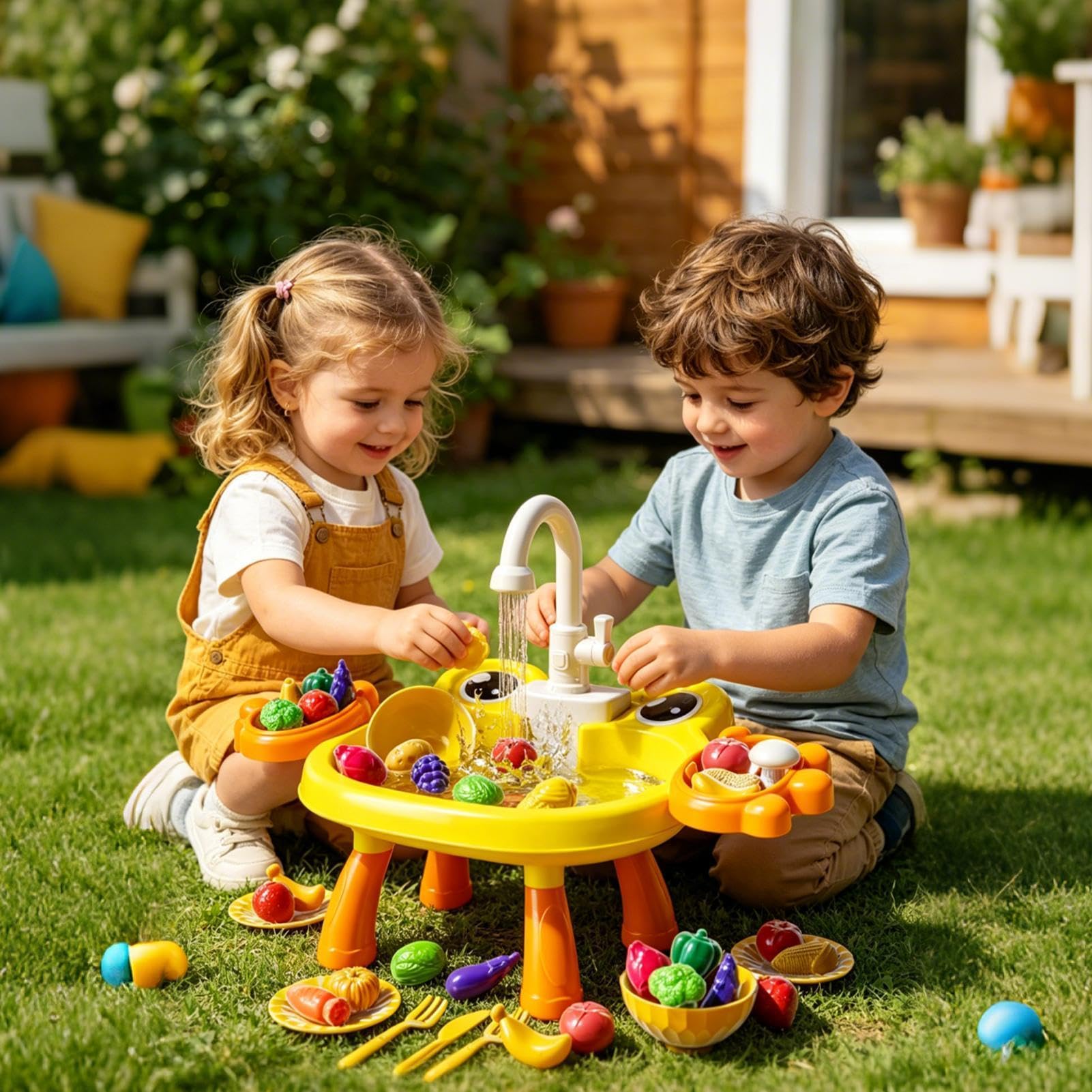 Lavello Da Cucina Giocattolo - Gioco Interattivo Realistico - Tavolo D'Acqua Con Lavastoviglie Giocattolo Per Bambini | Regalo Compleanno Festa Interno Esterno Casa Soggiorno Balcone