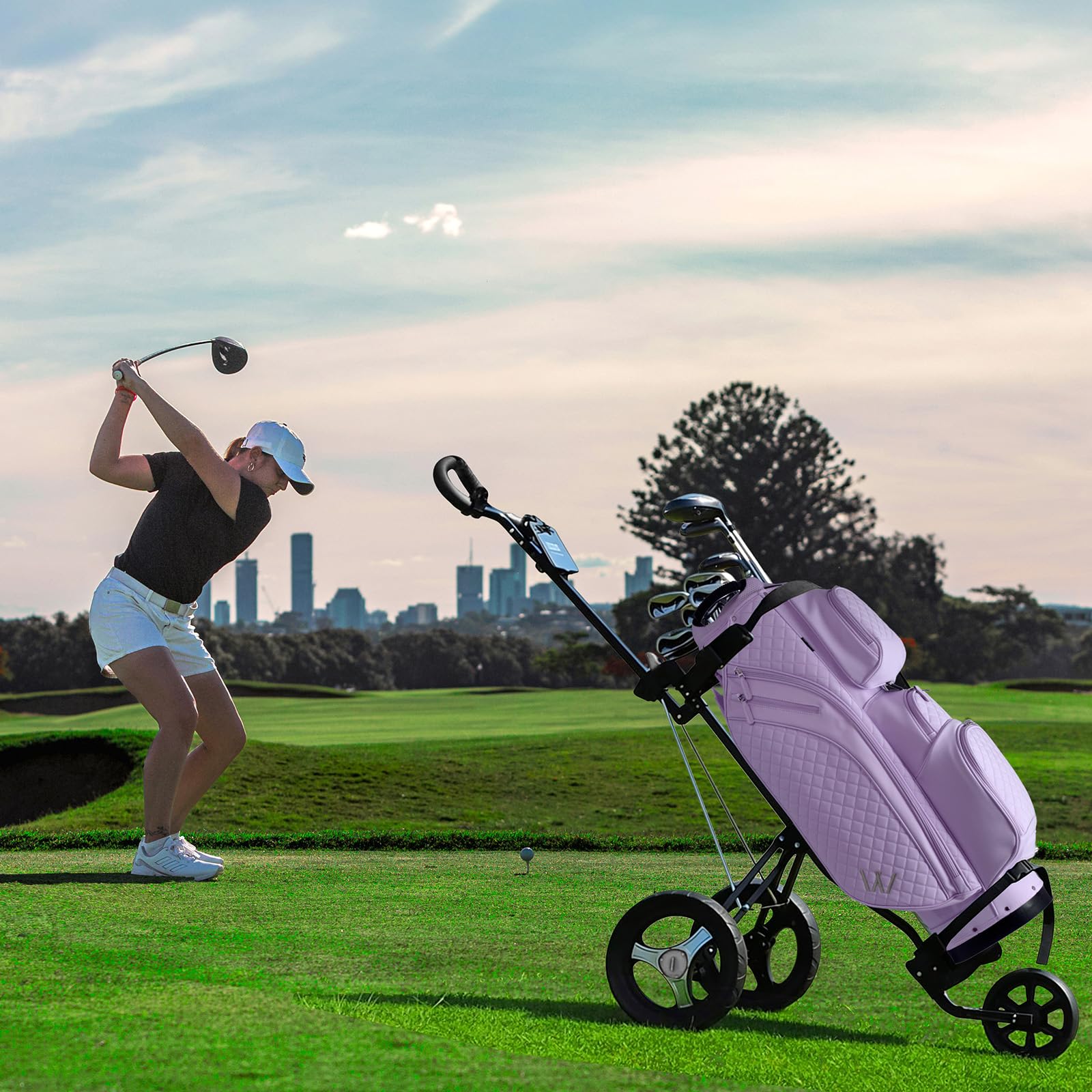Luxuriöse Damen-Golftasche, PU-Leder, Golfwagentasche mit zwei Griffen für Damen/Damen, 14-Wege-Trennwände, große Putterbrunnen, ultraleicht, große Taschen für Zubehör