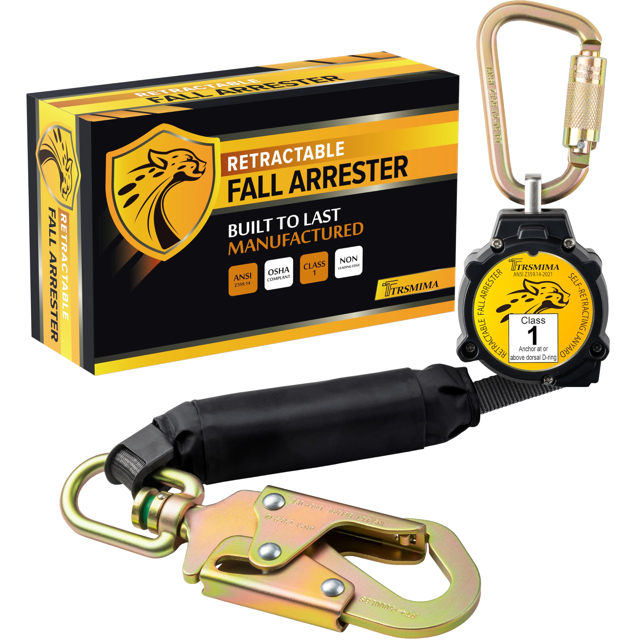 TRSMIMA Retractable Lanyard Fall Protection - Safety Lanyard 6FT Webbing | Self Retractin…