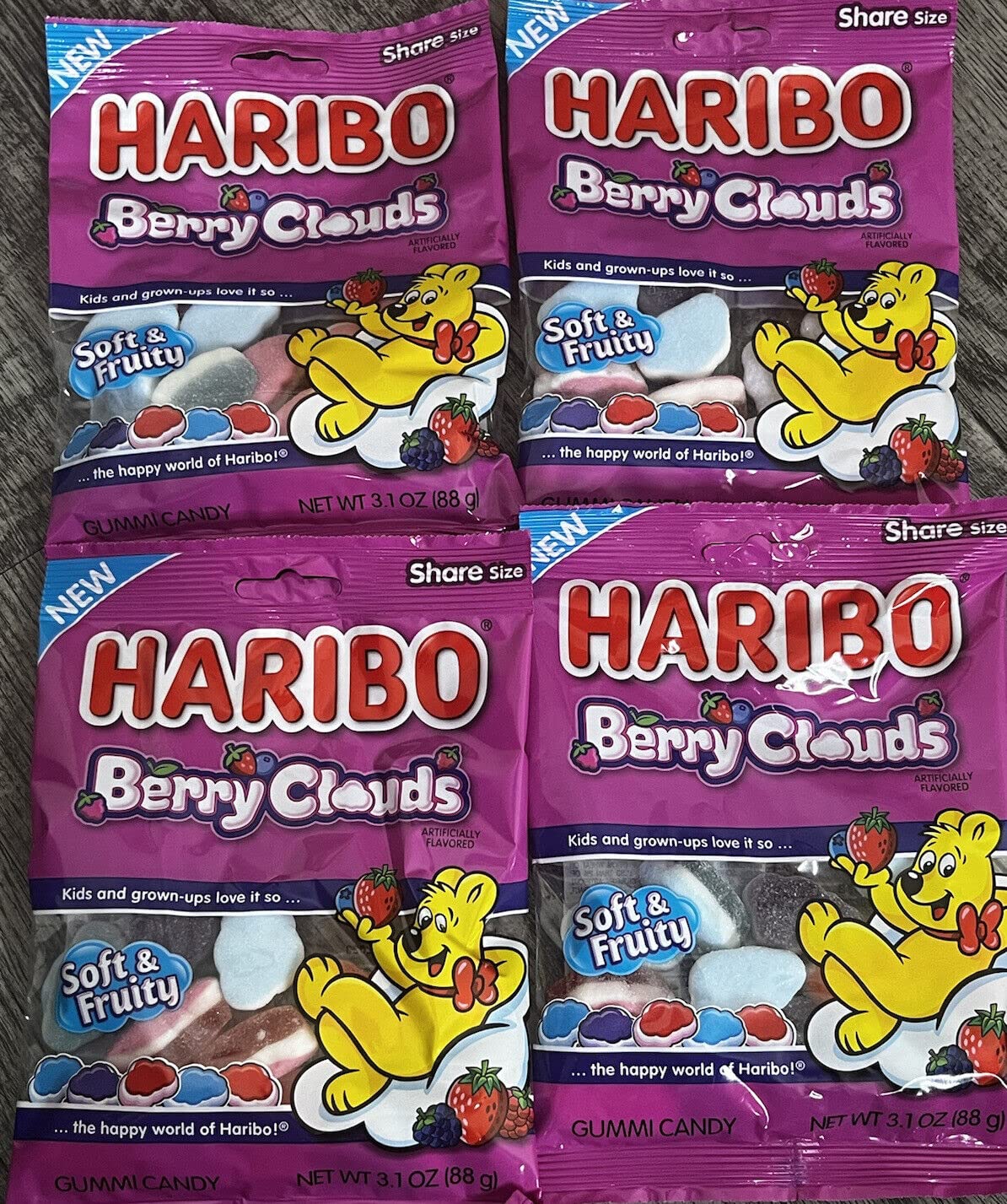 Haribo Berry Clouds 4 Pck 3.1 Oz (88g)