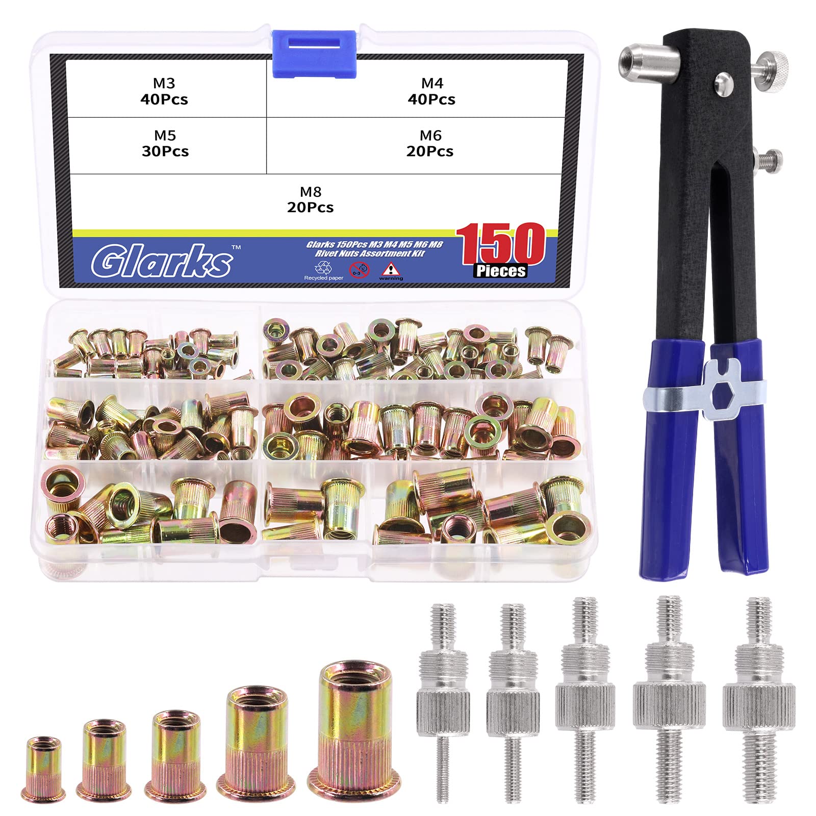 Air Rivet Gun Performance Tool W2006 SAE Rivet Nut Kit Set, Riveter ...