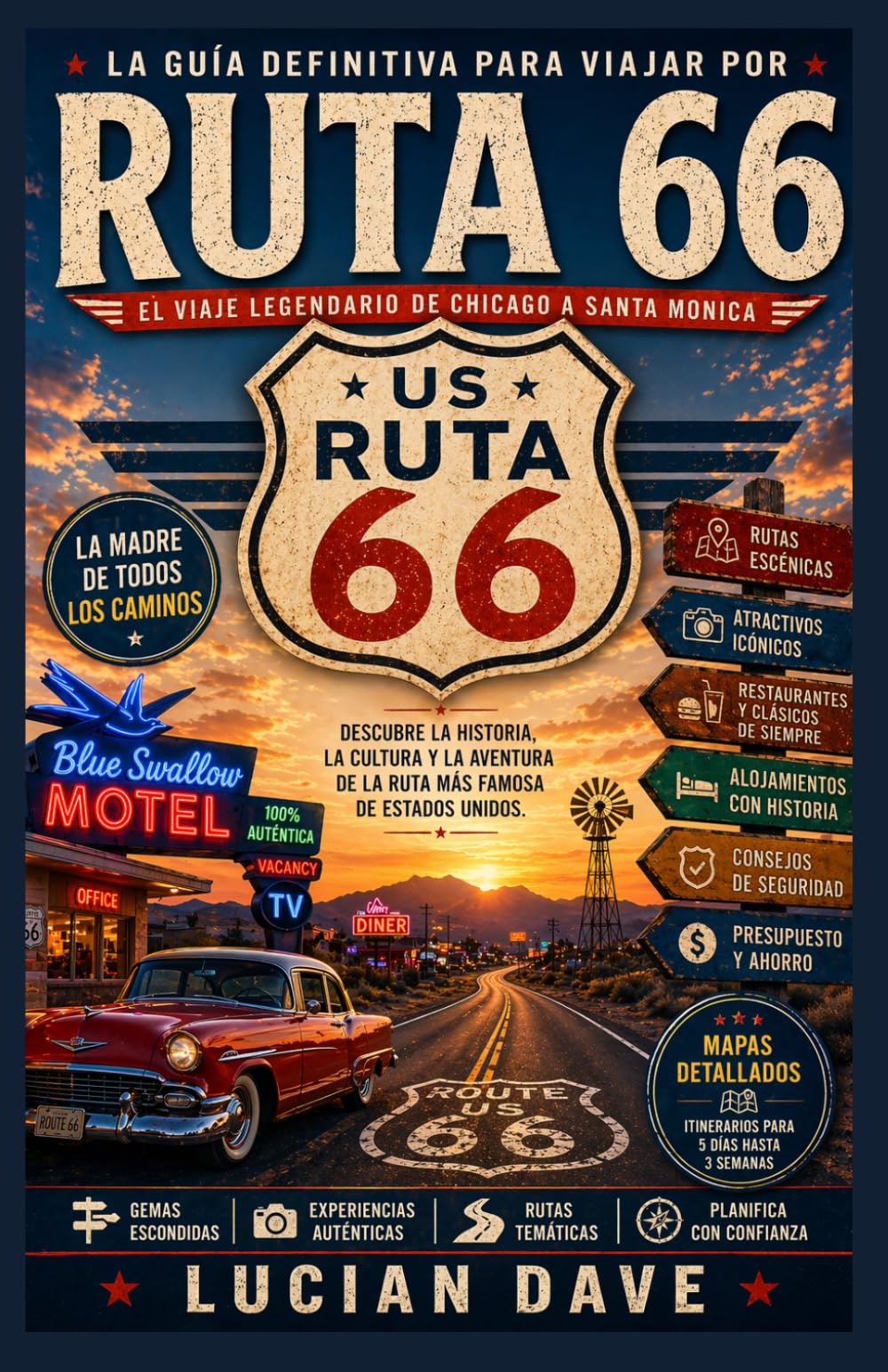 GUÍA DE VIAJE RUTA 66 2026: La guía definitiva para planificar tu viaje por carretera, con itinerarios, joyas ocultas, paradas panorámicas, ... de viaje desde Chicago hasta Santa Mónica.
