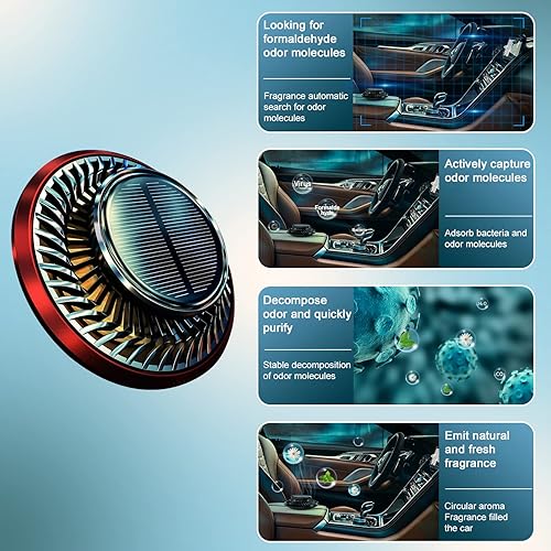 Miniatura 5 de Difusor de aceite esencial de aromaterapia solar giratorio rojo, ambientador solar giratorio para automóvil, difusores de automóvil para aceites