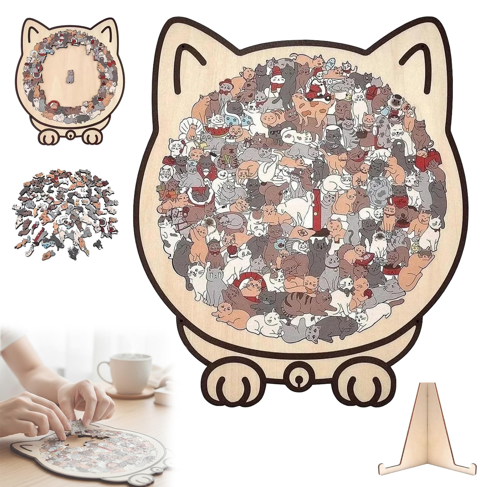 Puzzle A Forma di Gatto, Puzzle in Legno a Forma di Gatto Colorato, Puzzle a forma gatto 135 pezzi, Puzzle In Legno A Forma Di Gatto, Puzzle Gatti, Regali Creativi per Gli Amanti dei Gatti