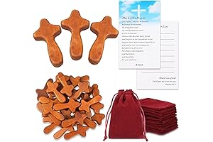 Queekay Small Wooden Cross Pennies Easter Pocket Crosses with Velvet Pouch and...