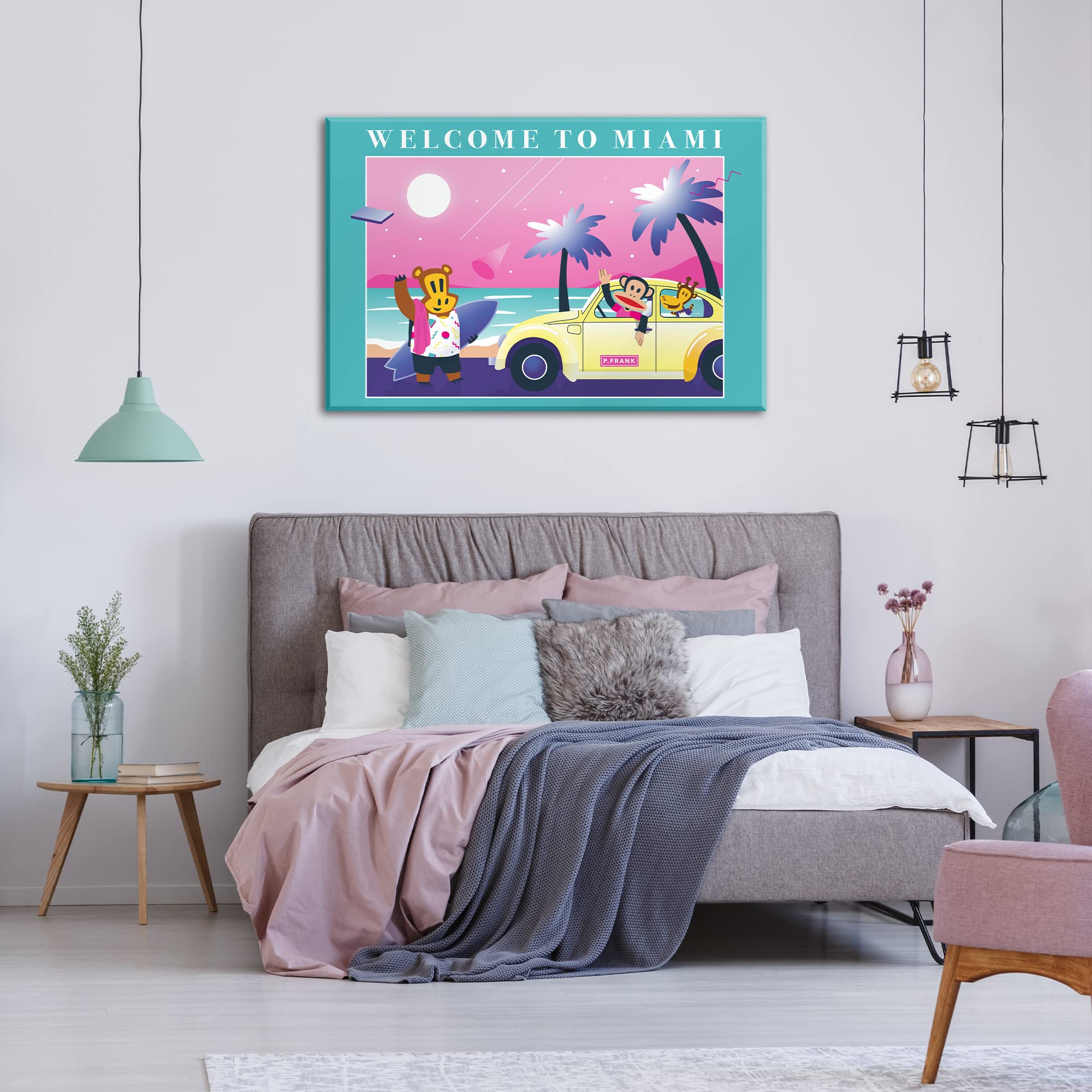 EGD Wall Art Paul Frank Acrylic Home Decor | Modern Interior Design | Acrylic Wall Art | Picture Photo Printing for Wall Decor | Multiple Size and Wood Support Options (Wide 48"x 32" Height)