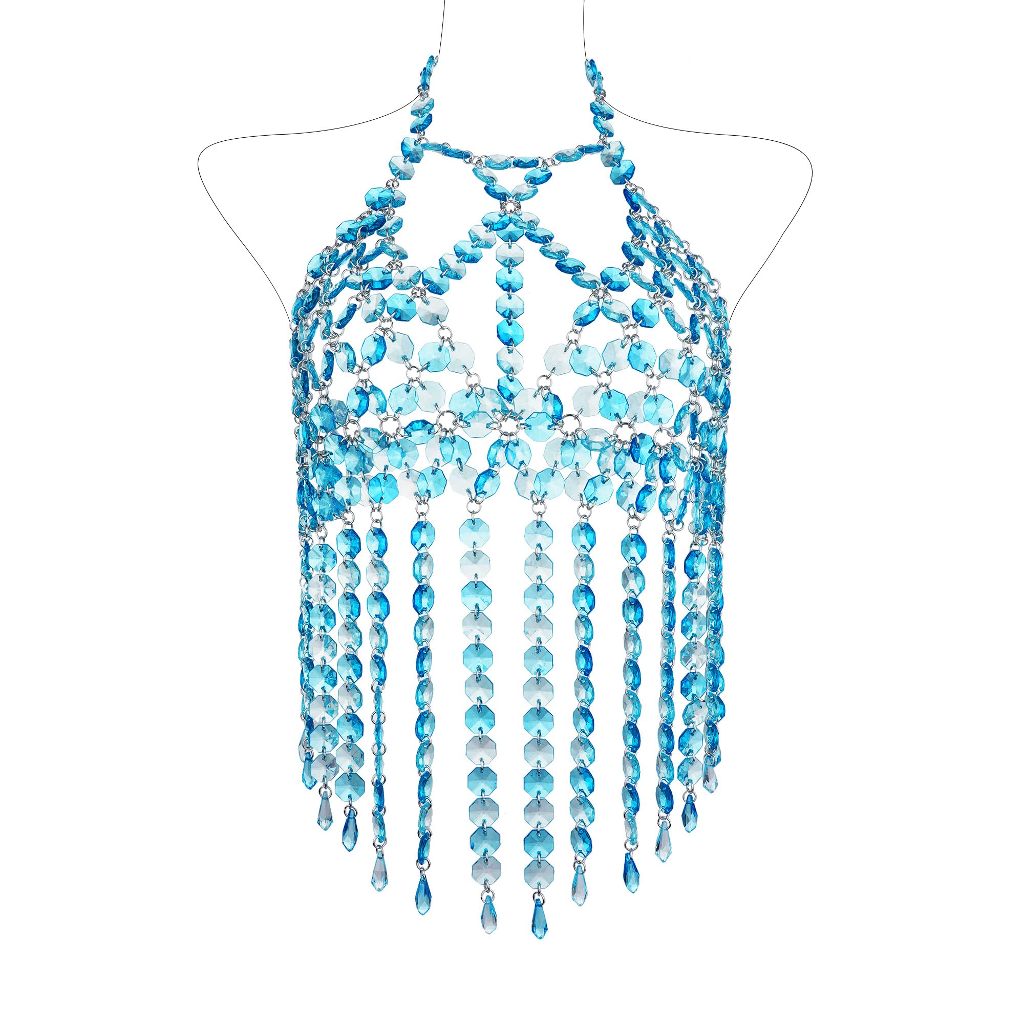 CCbodilyCrystal Body Chain Bra - Womens Fashion Handmade Body Harness Bra Jewelry Accessories for Party Rave, One Size, Crystal, crystal
