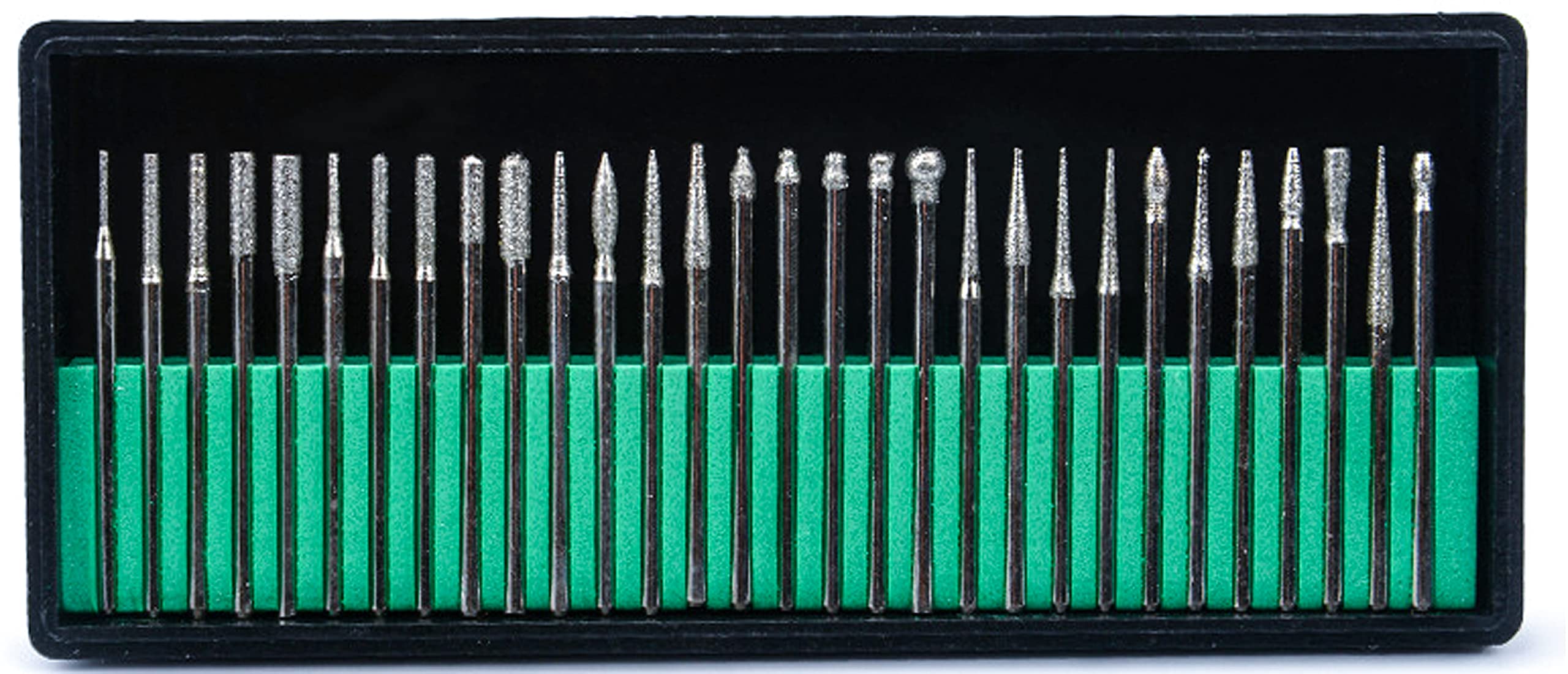 KEWAYO30-Piece Diamond Drill Bit Set - 2.35mm Bur Shank for Jewelry, Glass, Stone, Ceramic, Gemstones Lapidary