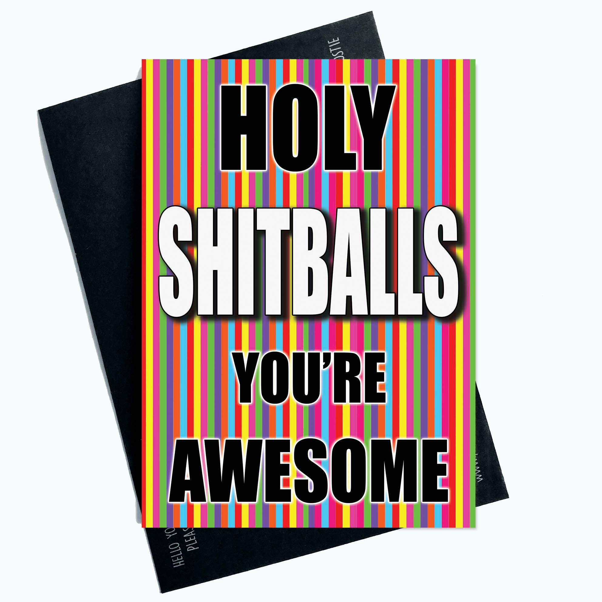 Funny Cards Holy Shitballs You're Awesome Thank You Birthday Card Friend PC1046