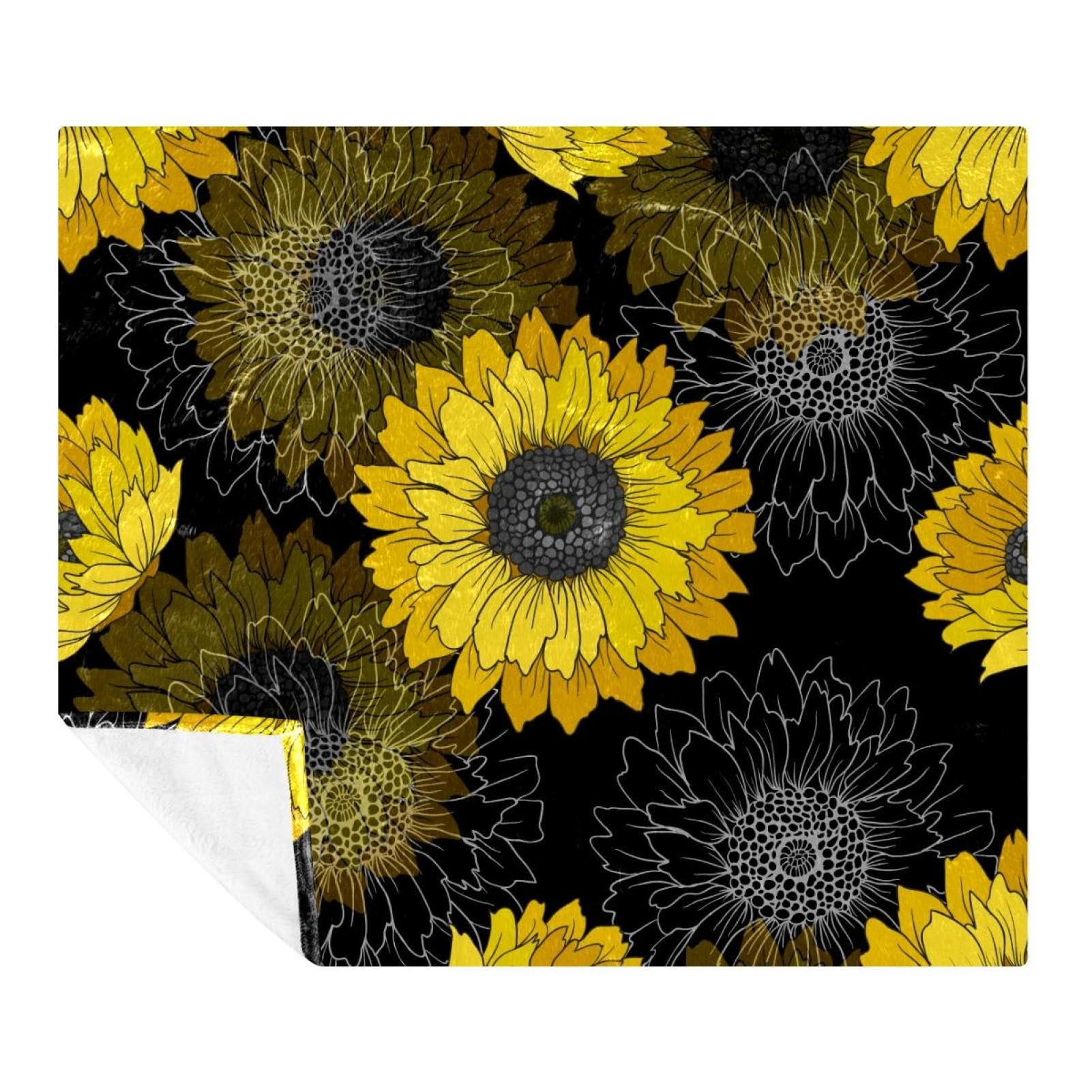 Couverture confortable tournesol noir pour réchauffer vos hivers