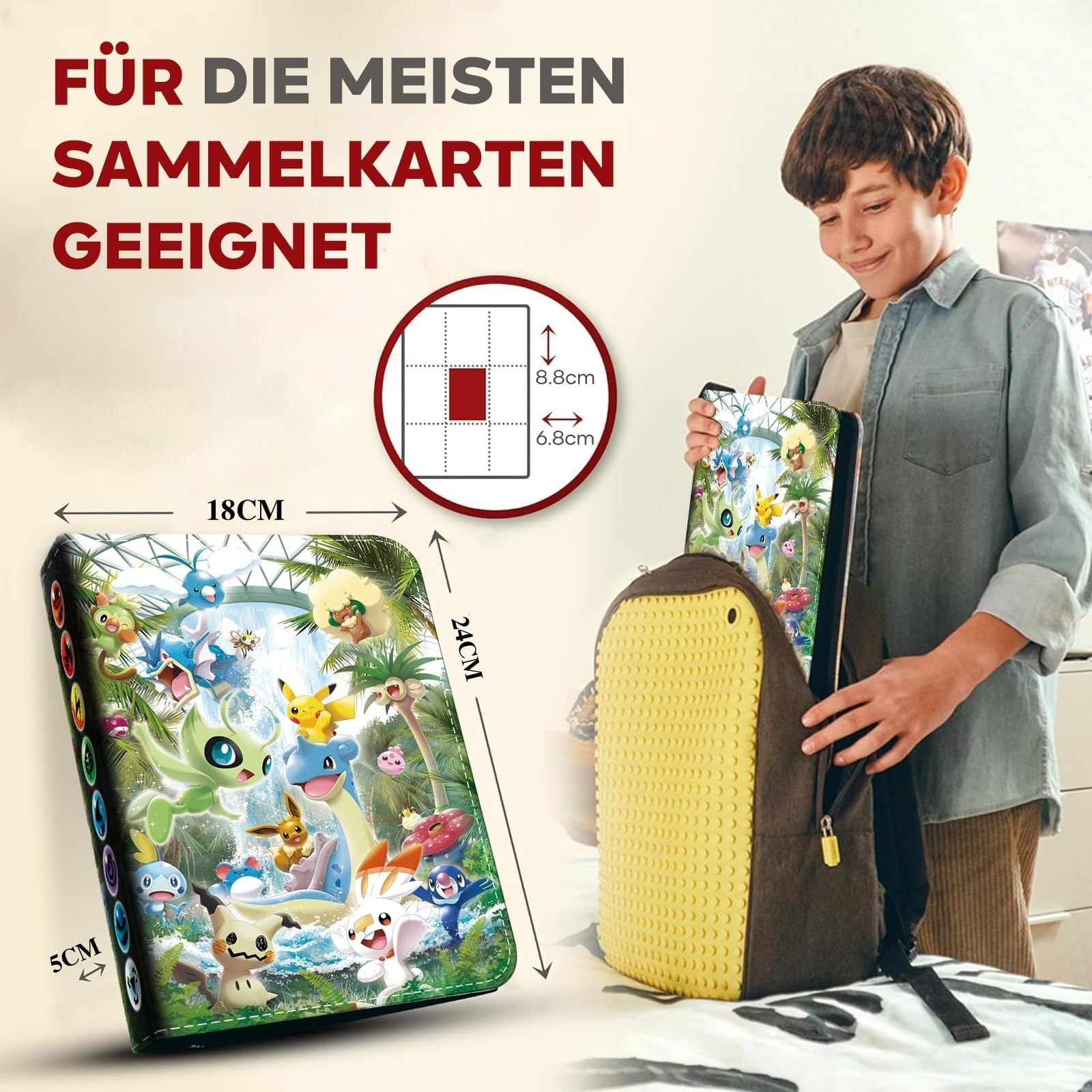 Raccoglitore Carte Pokemon, Album Carte Collezionabili, 50 Pagine Può Contenere 400 Cartes