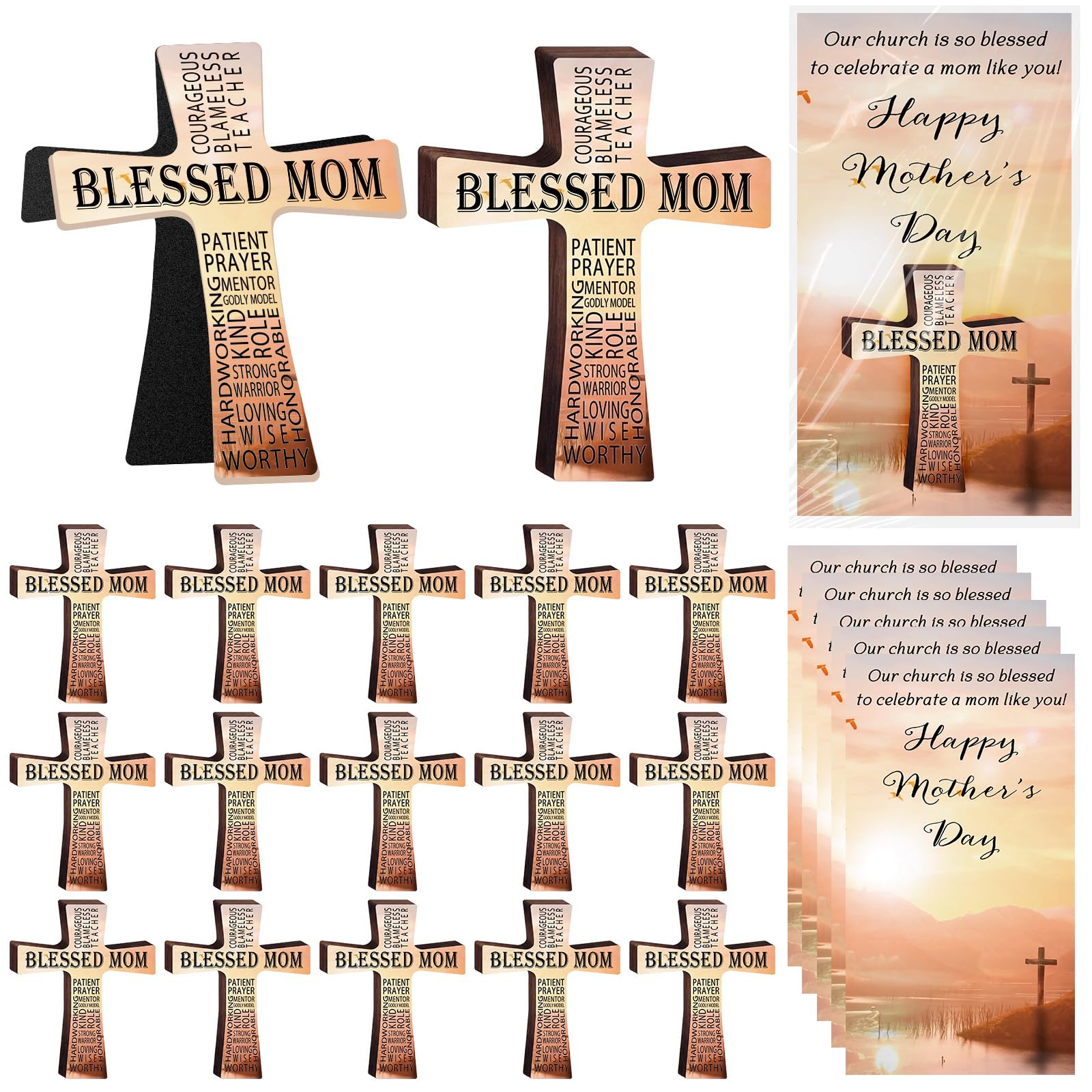 Spakon 30 Set Christian Mother's Day Gifts Religious Cross Bookmarks for Church Menbers Blessed Mom Magnet Bookmarks and Bible Verse Cards Appreciation Gifts for Book Lovers Devotional Study Guide