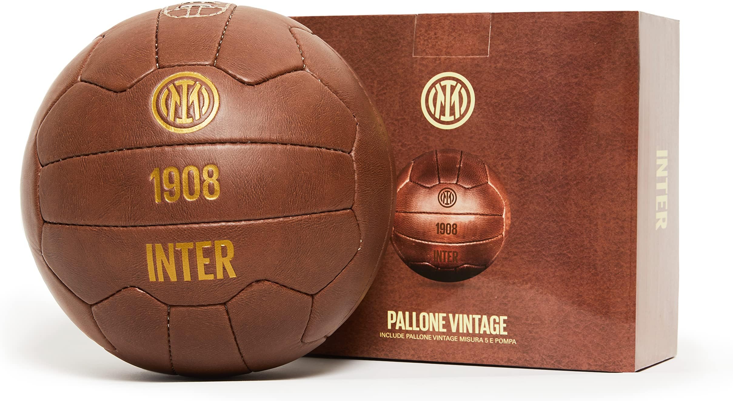 InterVintage Football 115 Years - Size 5 - Free Air Pump - Gold Lettering Ball - Great Gift or Collectable - Official Product