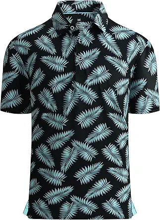 Alex Vando Mens Golf Shirt Moisture Wicking Quick-Dry Print Performance Polo Shirts for Men