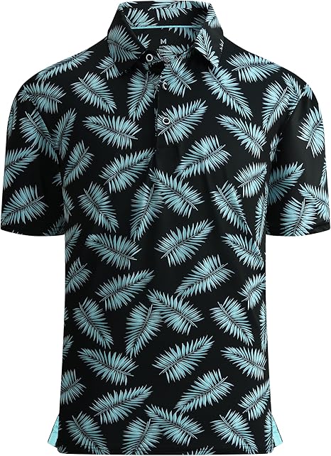 Alex Vando Mens Golf Shirt Moisture Wicking Quick-Dry Print Performance Polo Shirts for Men