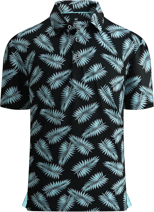 Alex Vando Mens Golf Shirt Moisture Wicking Quick-Dry Print Performance Polo Shirts for Men