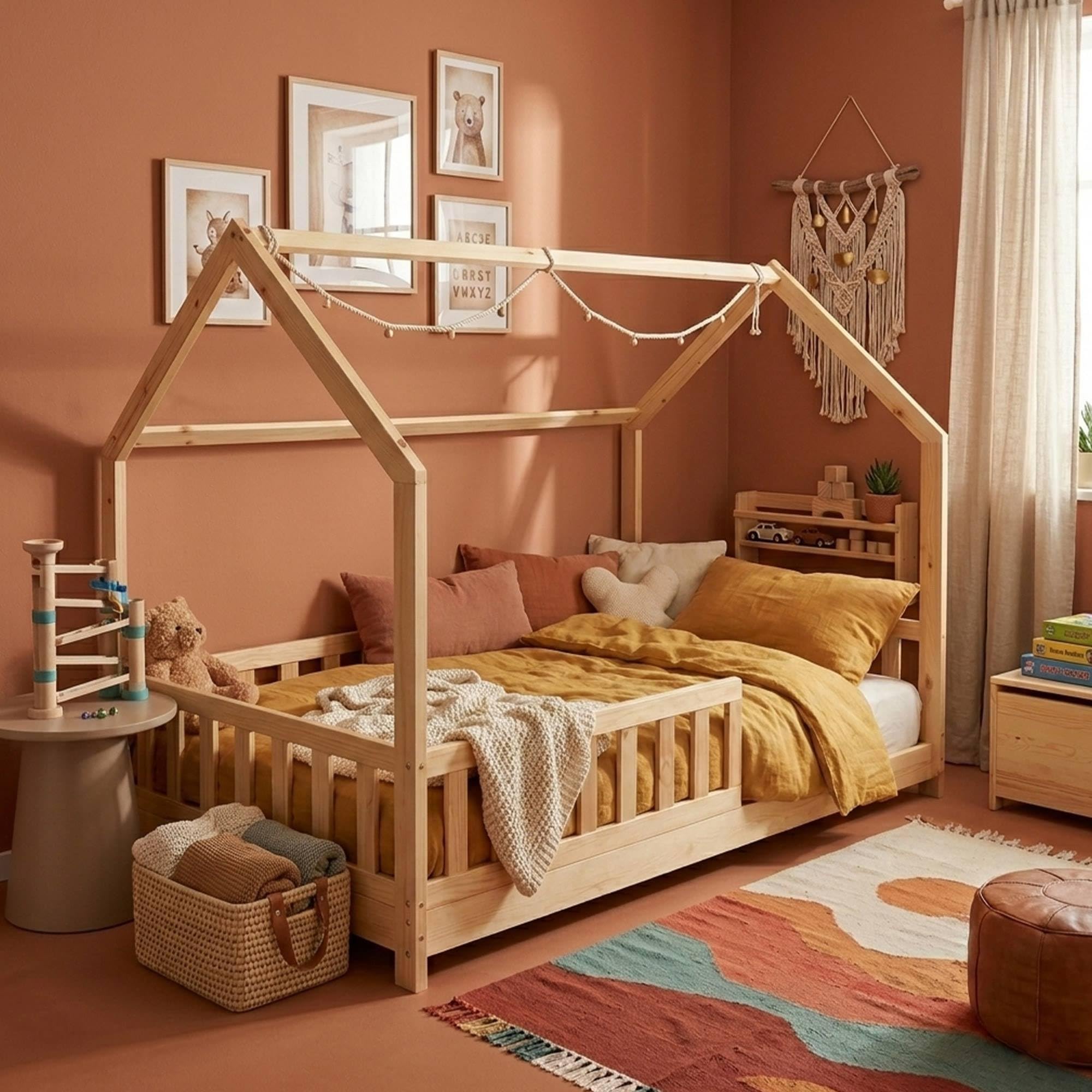Well Home MOBILIARIO & DECORACIÓN Habitación Infantil: Cama Infantil Modelo cabaña de Pino Madera 90x190cm
