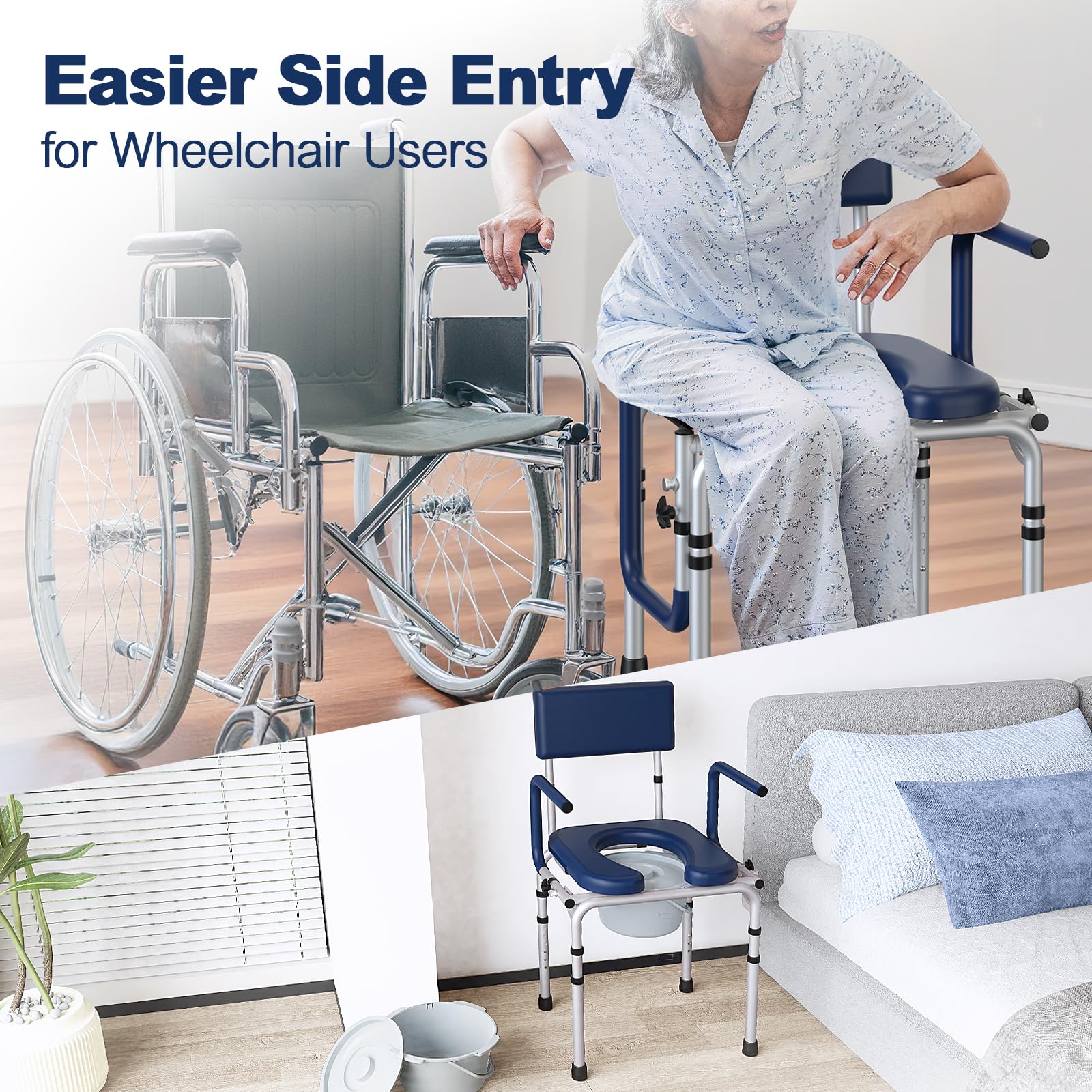 M73 Drop Arm Bedside Commodes for Seniors, Potty Chair for Adults — Amazon image 7